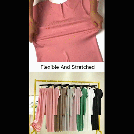 💖Offerta limitata -50%💖Completo due pezzi morbido e confortevole in seta ghiaccio a maniche corte e pantaloni larghi a gamba larga