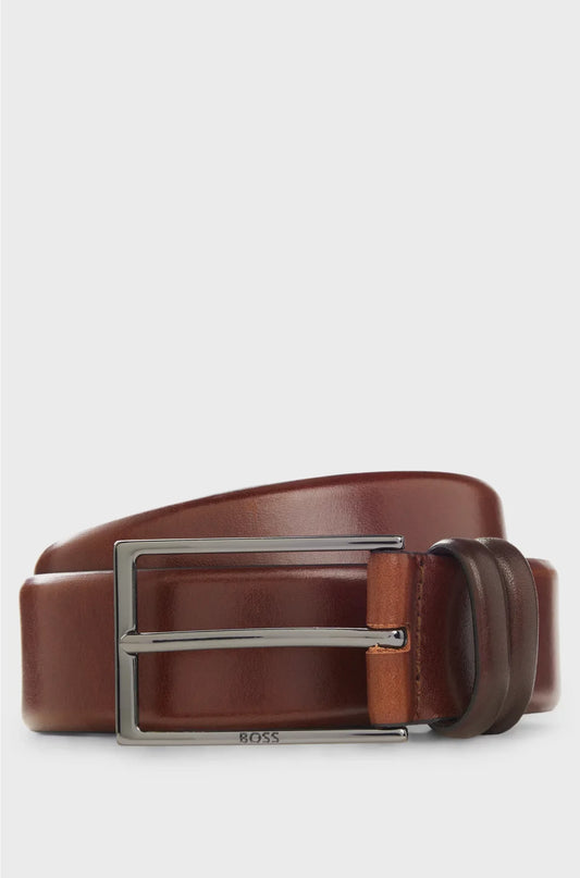 VEGETABLE-TANNED LEATHER BELT WITH GUNMETAL HARDWARE