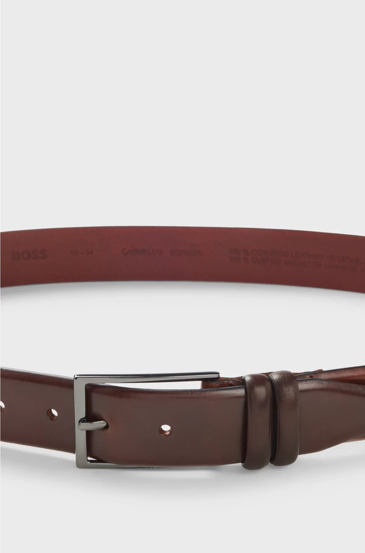 VEGETABLE-TANNED LEATHER BELT WITH GUNMETAL HARDWARE