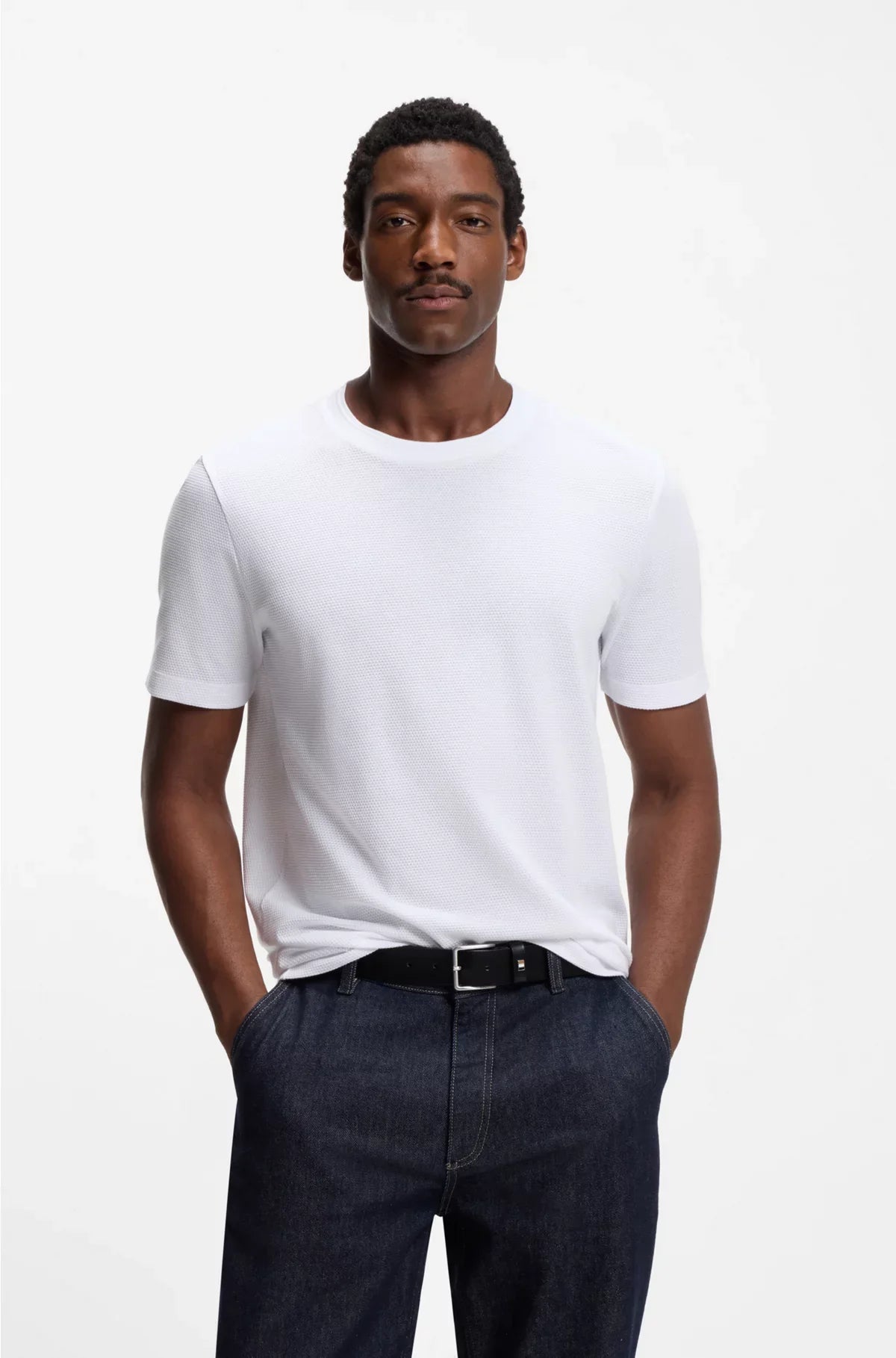 COTTON-BLEND T-SHIRT WITH BUBBLE-JACQUARD STRUCTURE