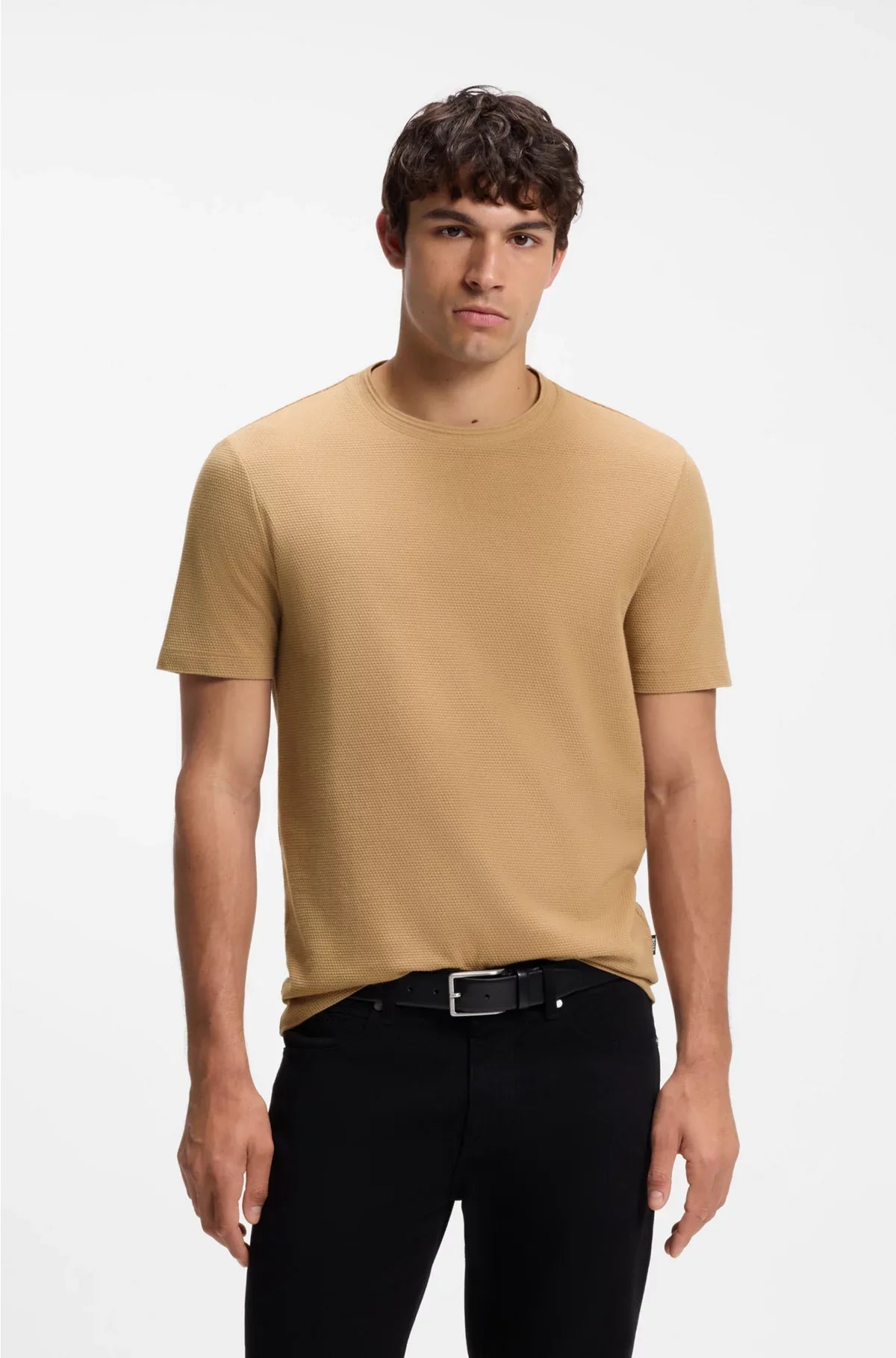 COTTON-BLEND T-SHIRT WITH BUBBLE-JACQUARD STRUCTURE