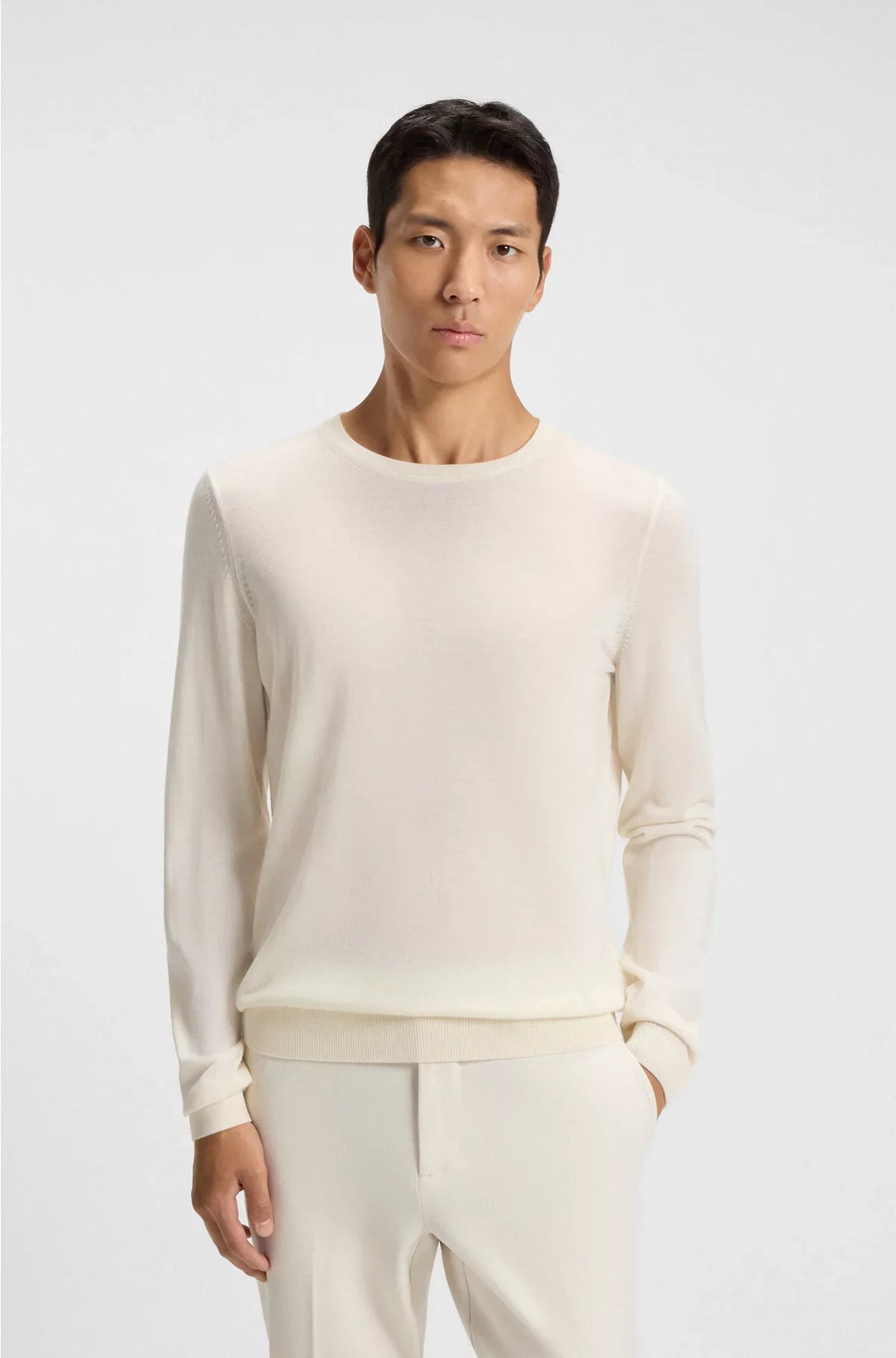 SLIM-FIT SWEATER IN MERINO WOOL WITH CREW NECKLINE