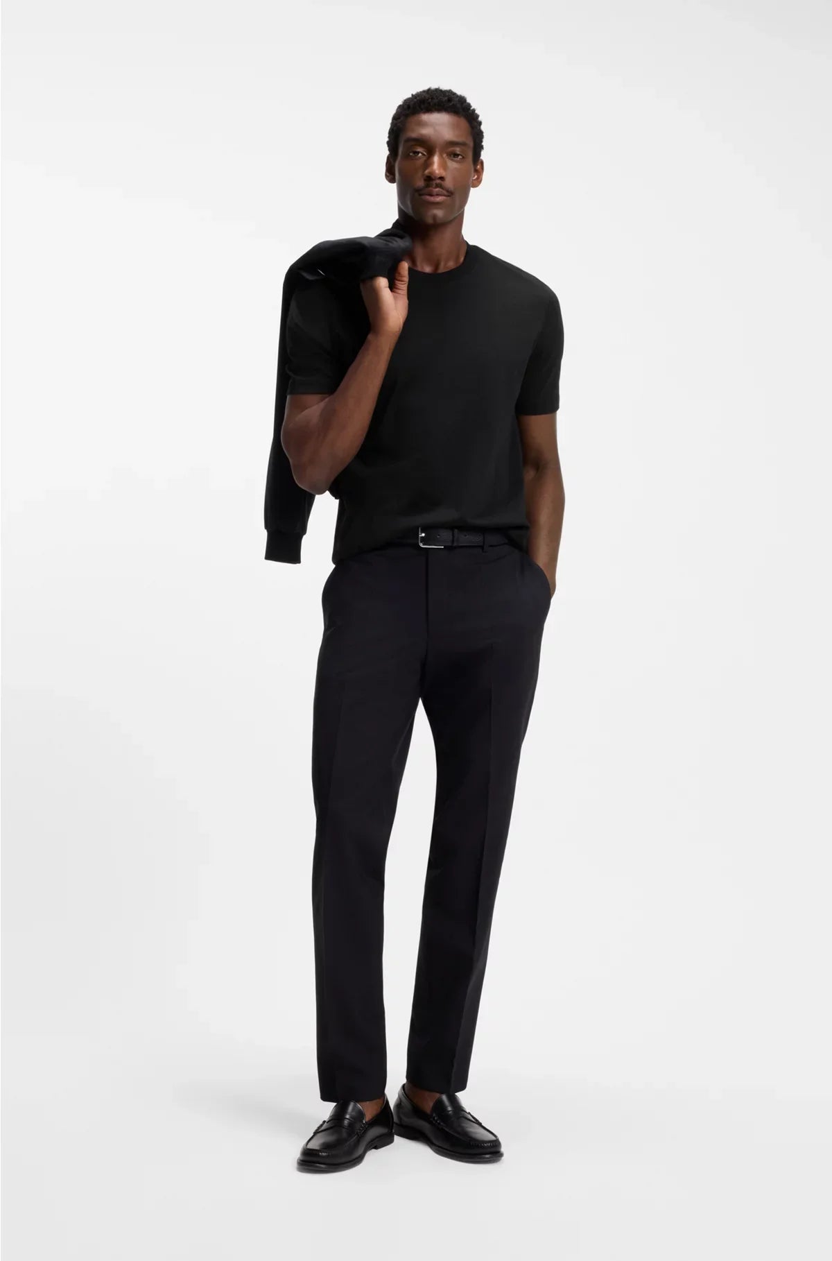 REGULAR-FIT T-SHIRT IN COTTON JERSEY WITH RIBBED COLLAR