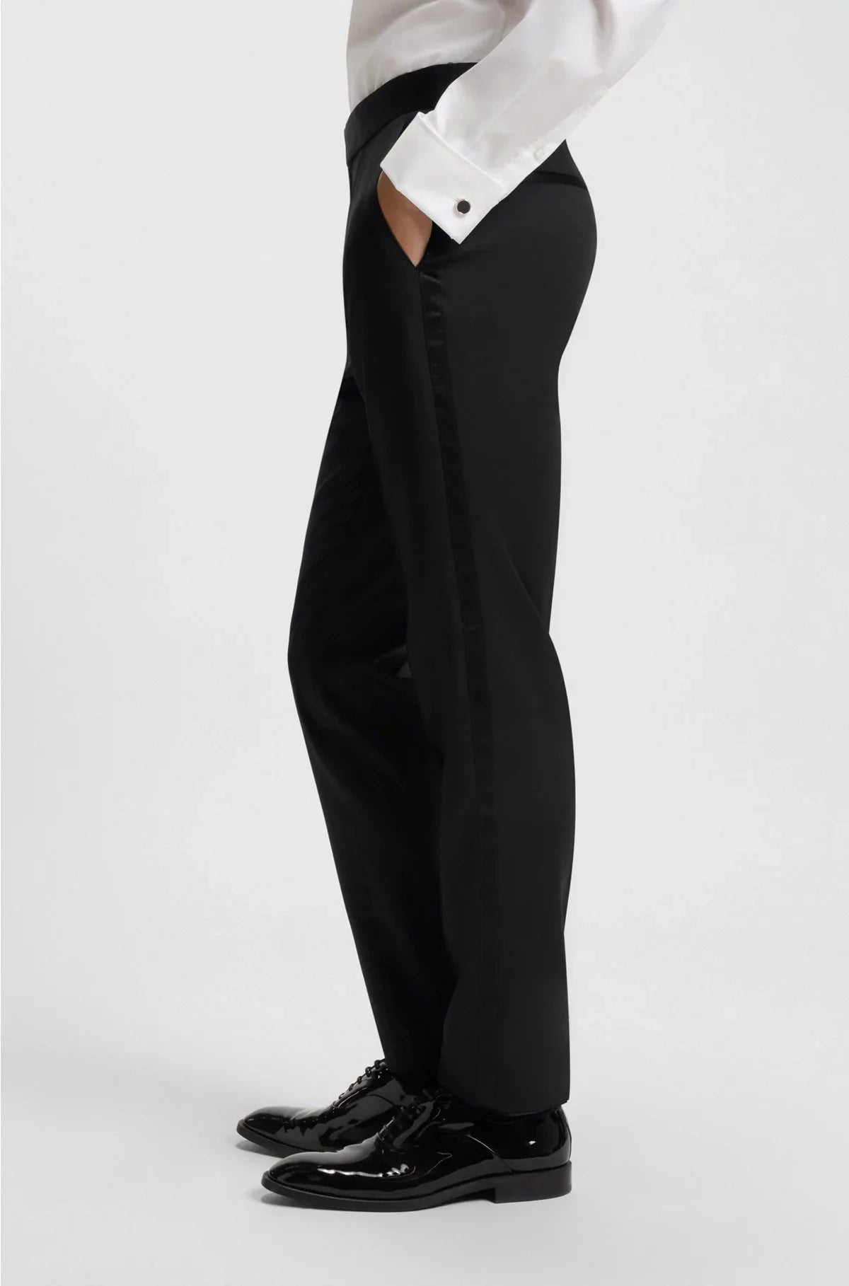SLIM-FIT TUXEDO TROUSERS IN VIRGIN-WOOL SERGE