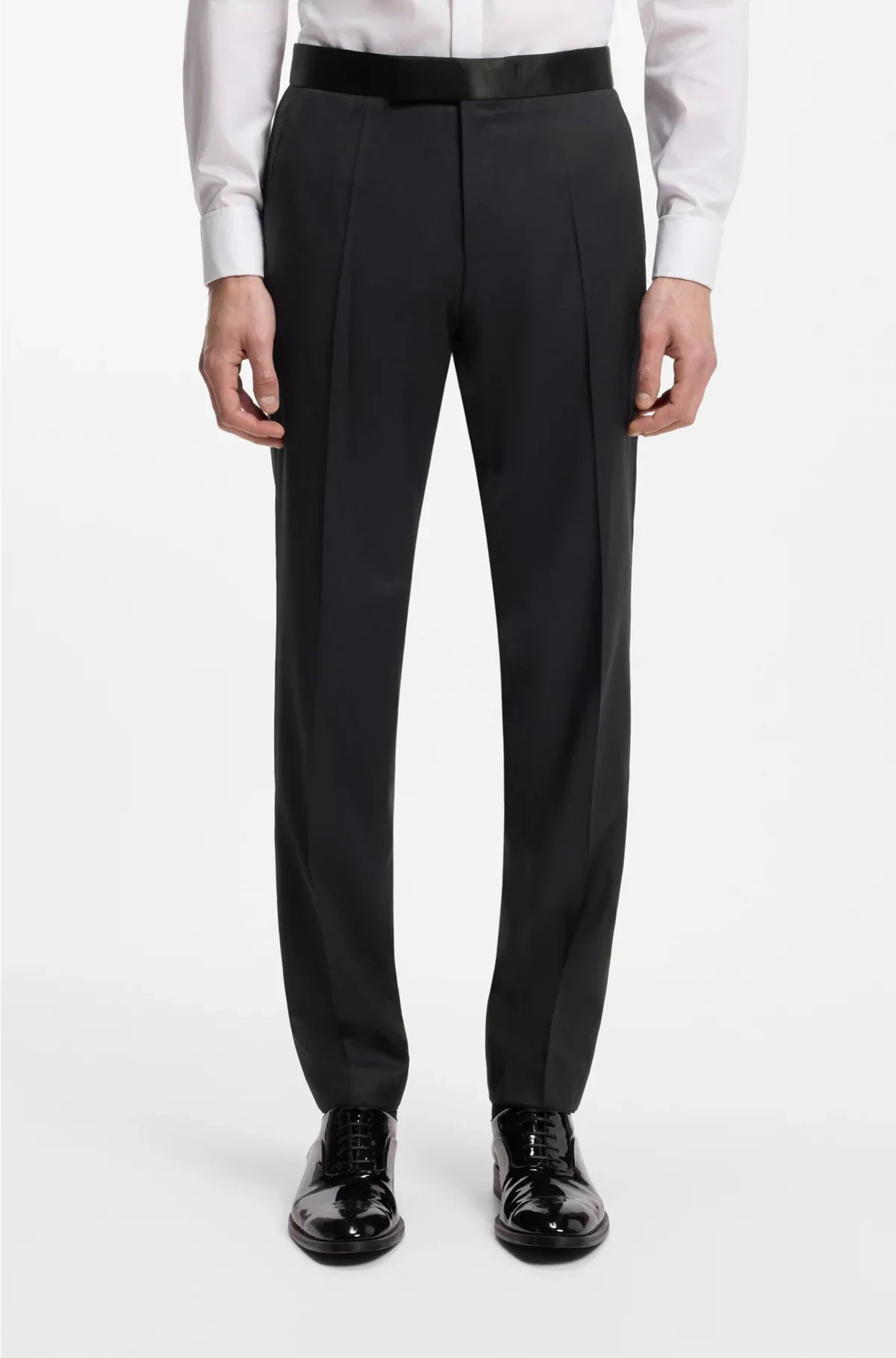 SLIM-FIT TUXEDO TROUSERS IN VIRGIN-WOOL SERGE
