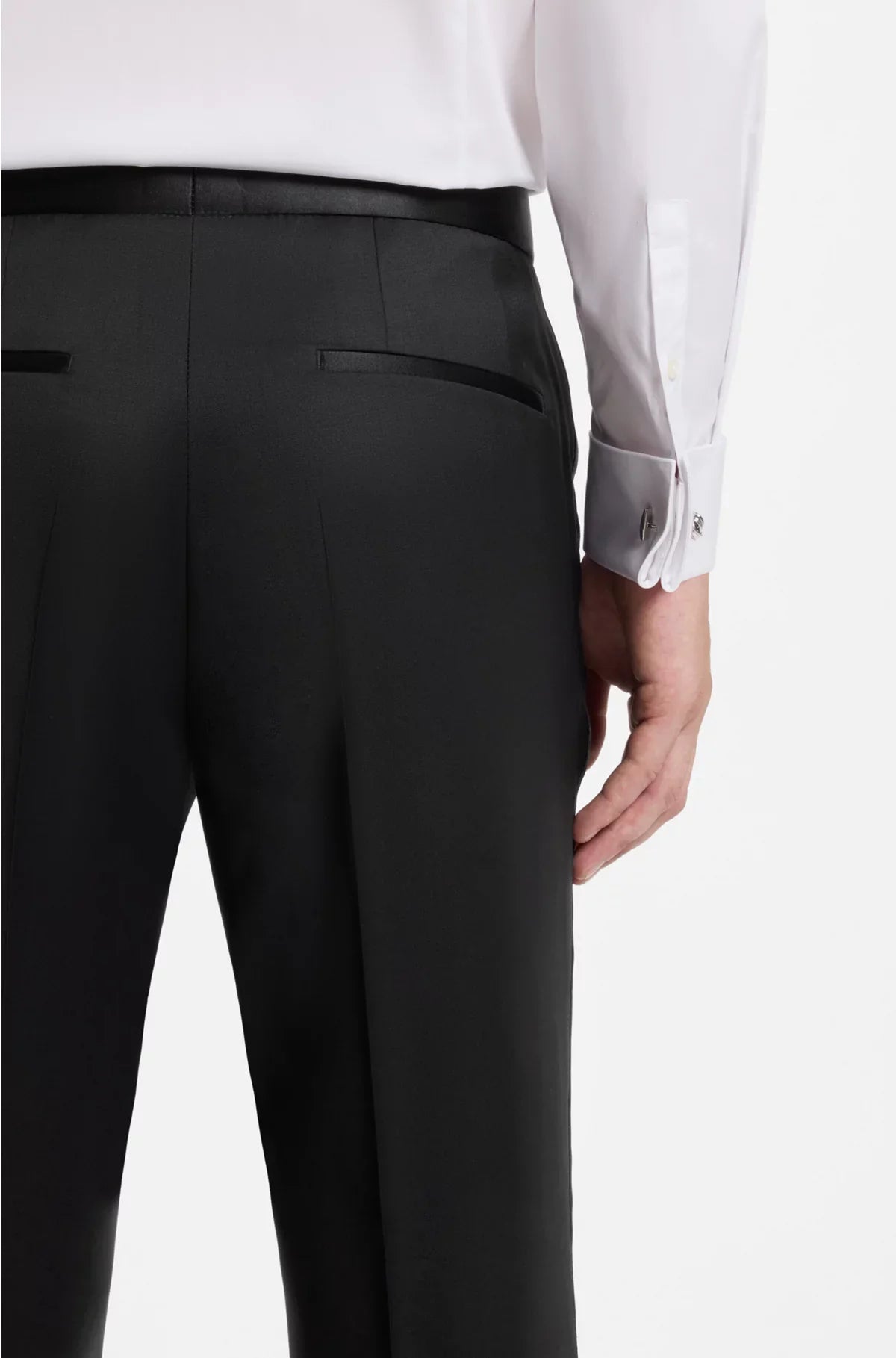 REGULAR-FIT TUXEDO TROUSERS IN VIRGIN-WOOL SERGE