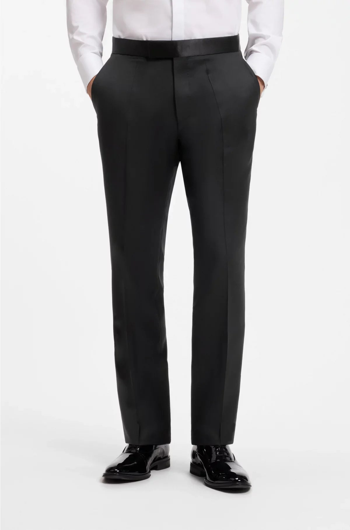 REGULAR-FIT TUXEDO TROUSERS IN VIRGIN-WOOL SERGE