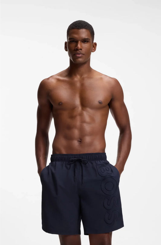 SWIM SHORTS WITH 3D EMBROIDERED LOGO