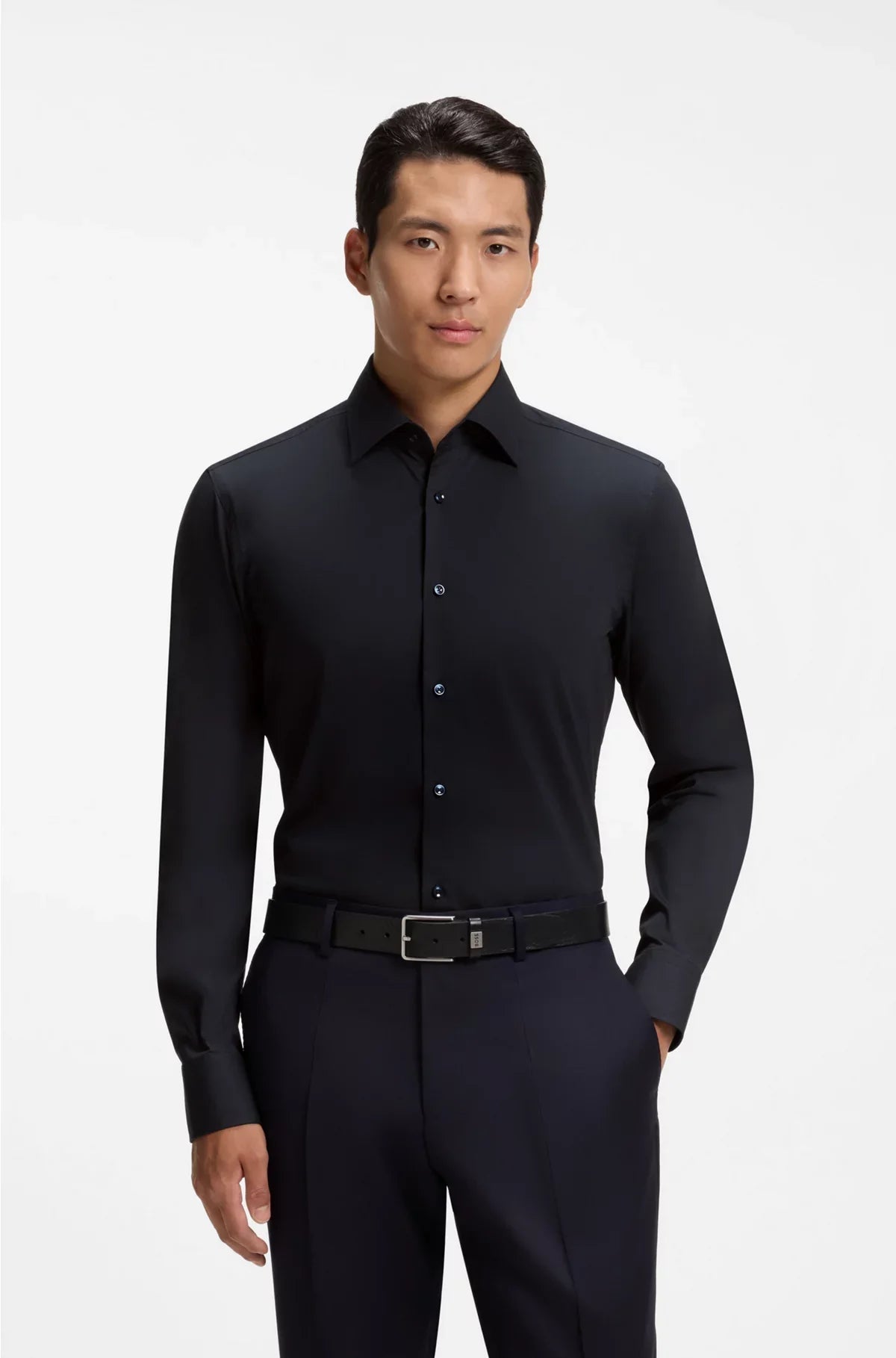SLIM-FIT SHIRT IN EASY-IRON STRETCH-COTTON POPLIN