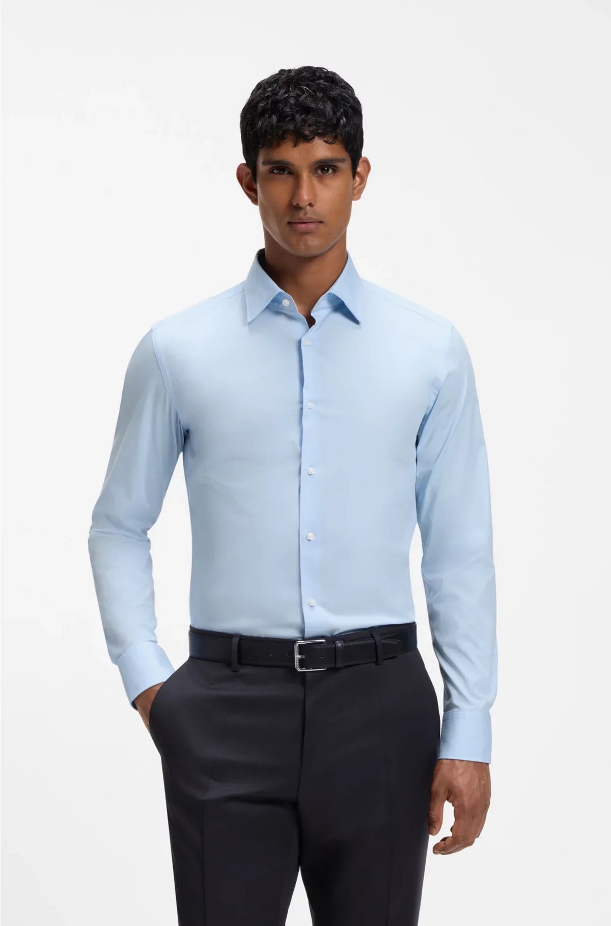SLIM-FIT SHIRT IN EASY-IRON STRETCH-COTTON POPLIN