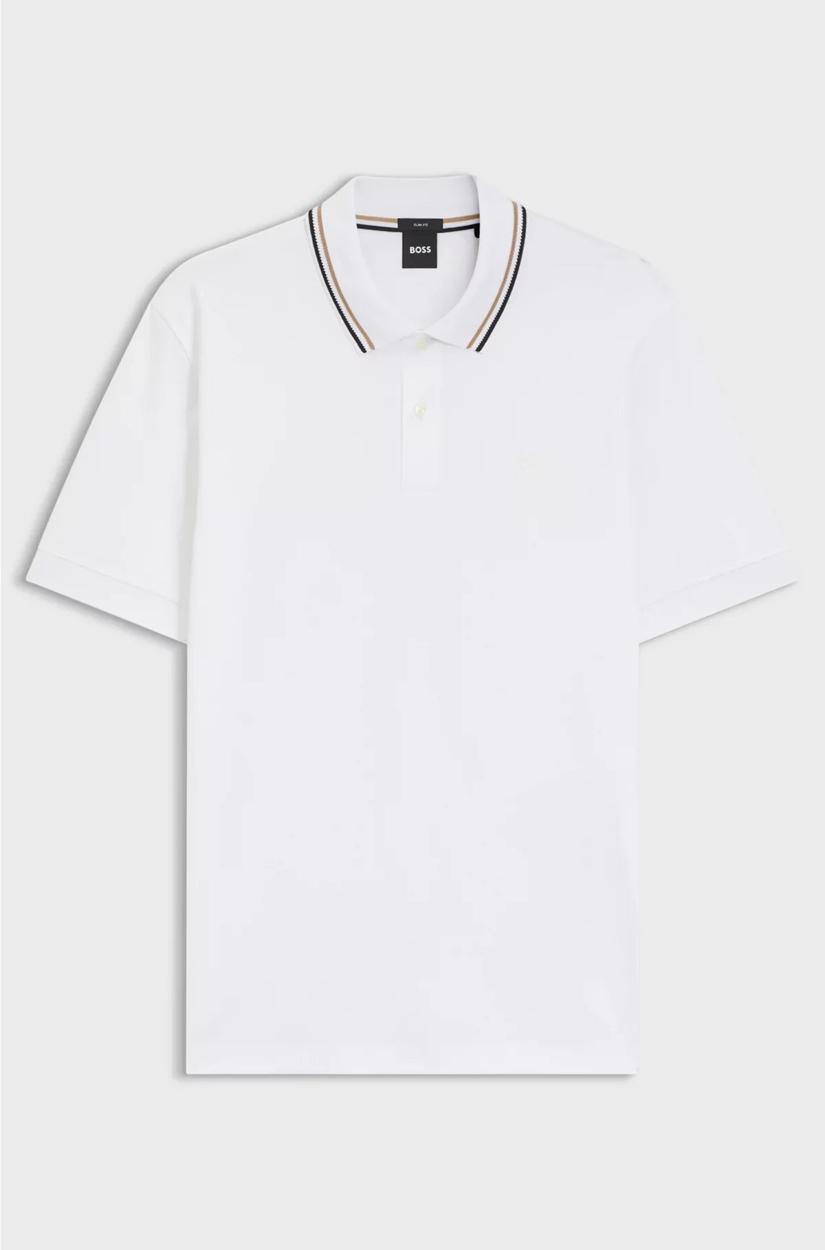 SLIM-FIT POLO SHIRT IN COTTON WITH STRIPED COLLAR