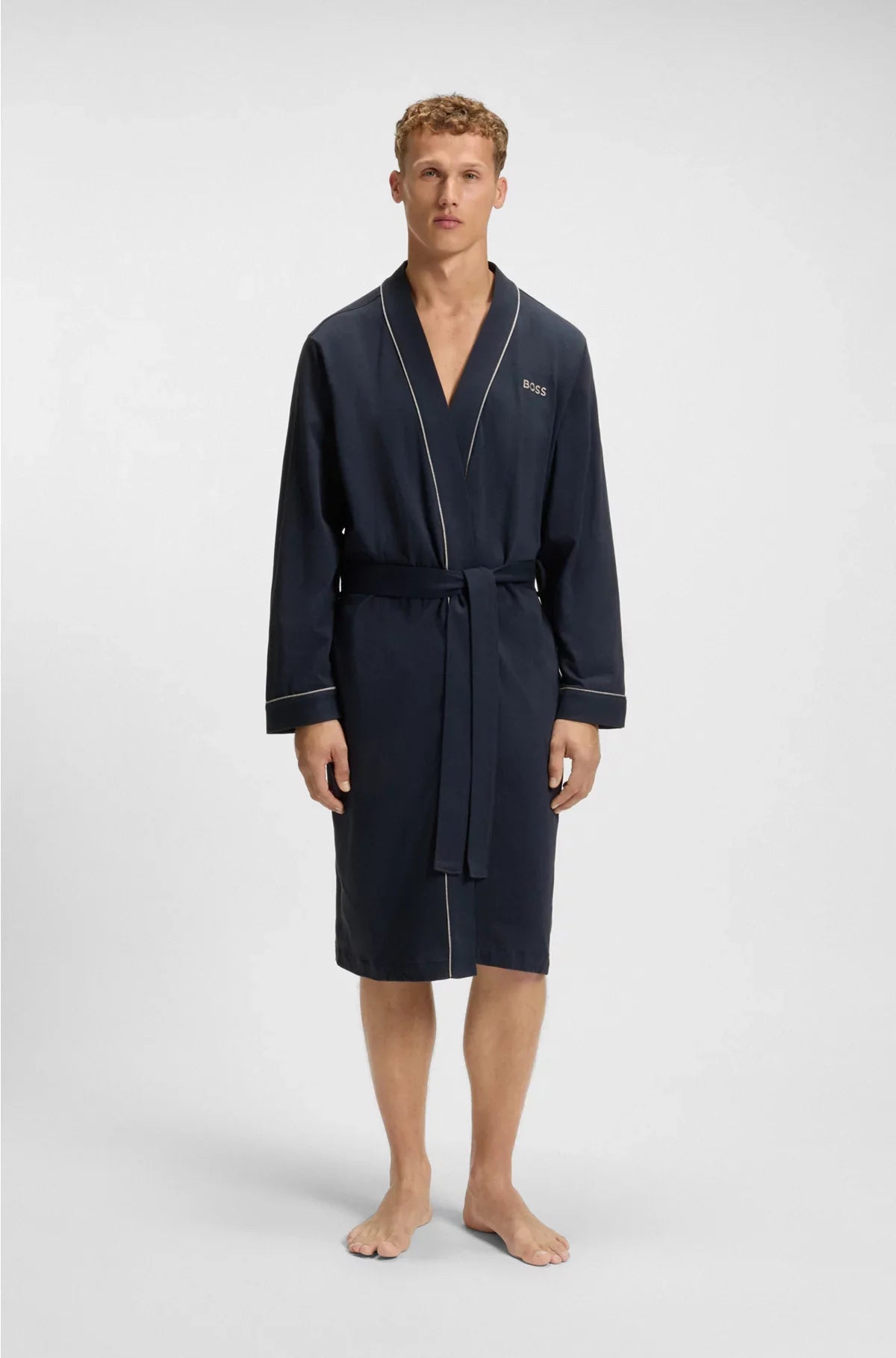 LOGO-EMBROIDERED DRESSING GOWN IN COTTON JERSEY