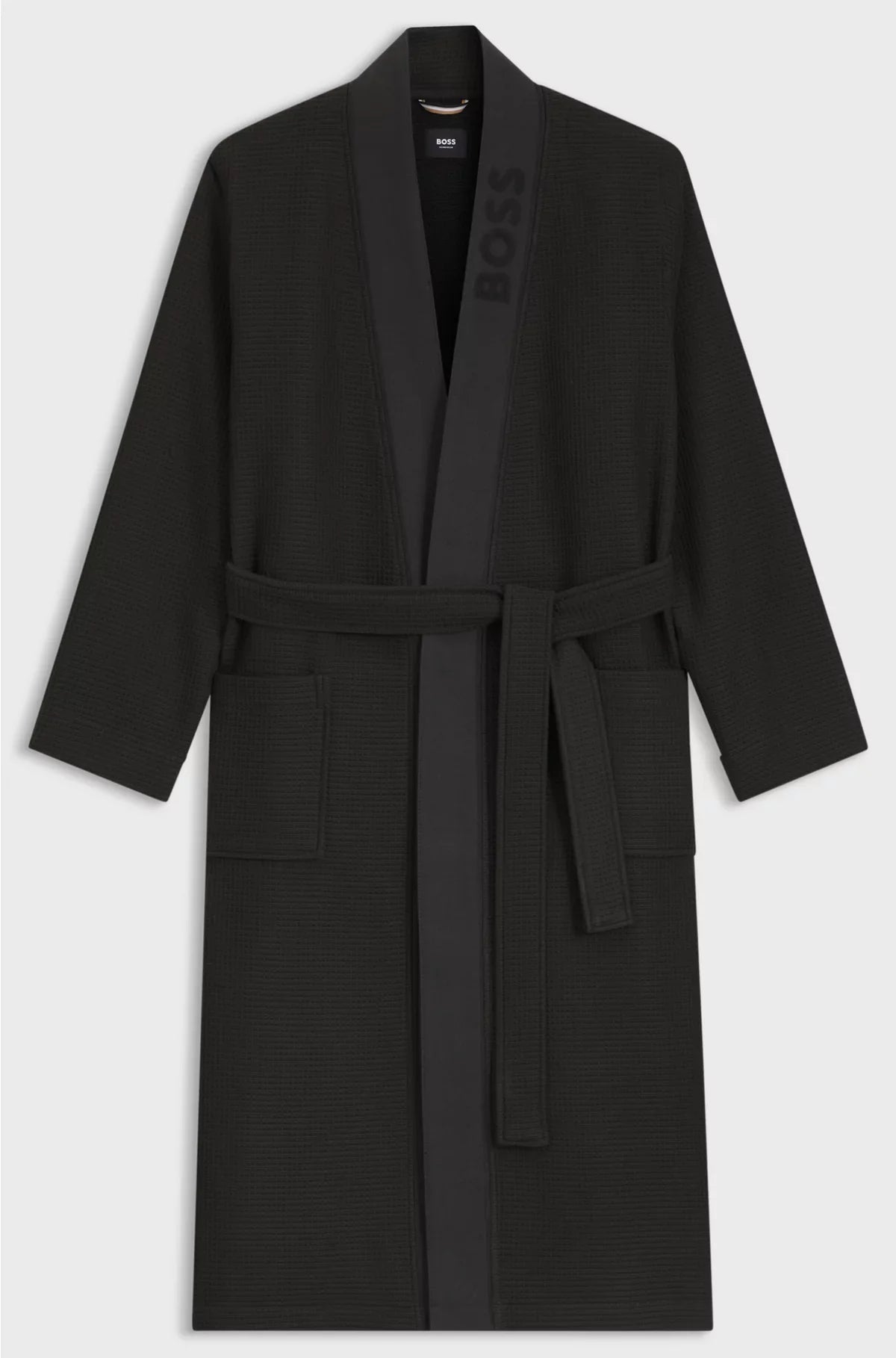 WAFFLE-STRUCTURE DRESSING GOWN WITH EMBROIDERED LOGO