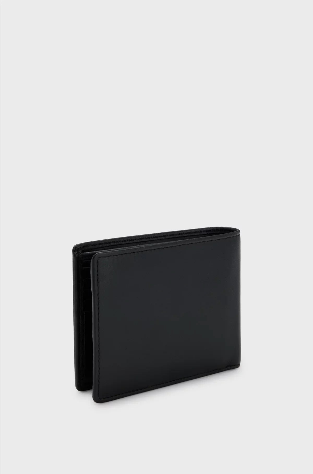 LEATHER BILLFOLD WALLET WITH EMBOSSED LOGO AND COIN POCKET