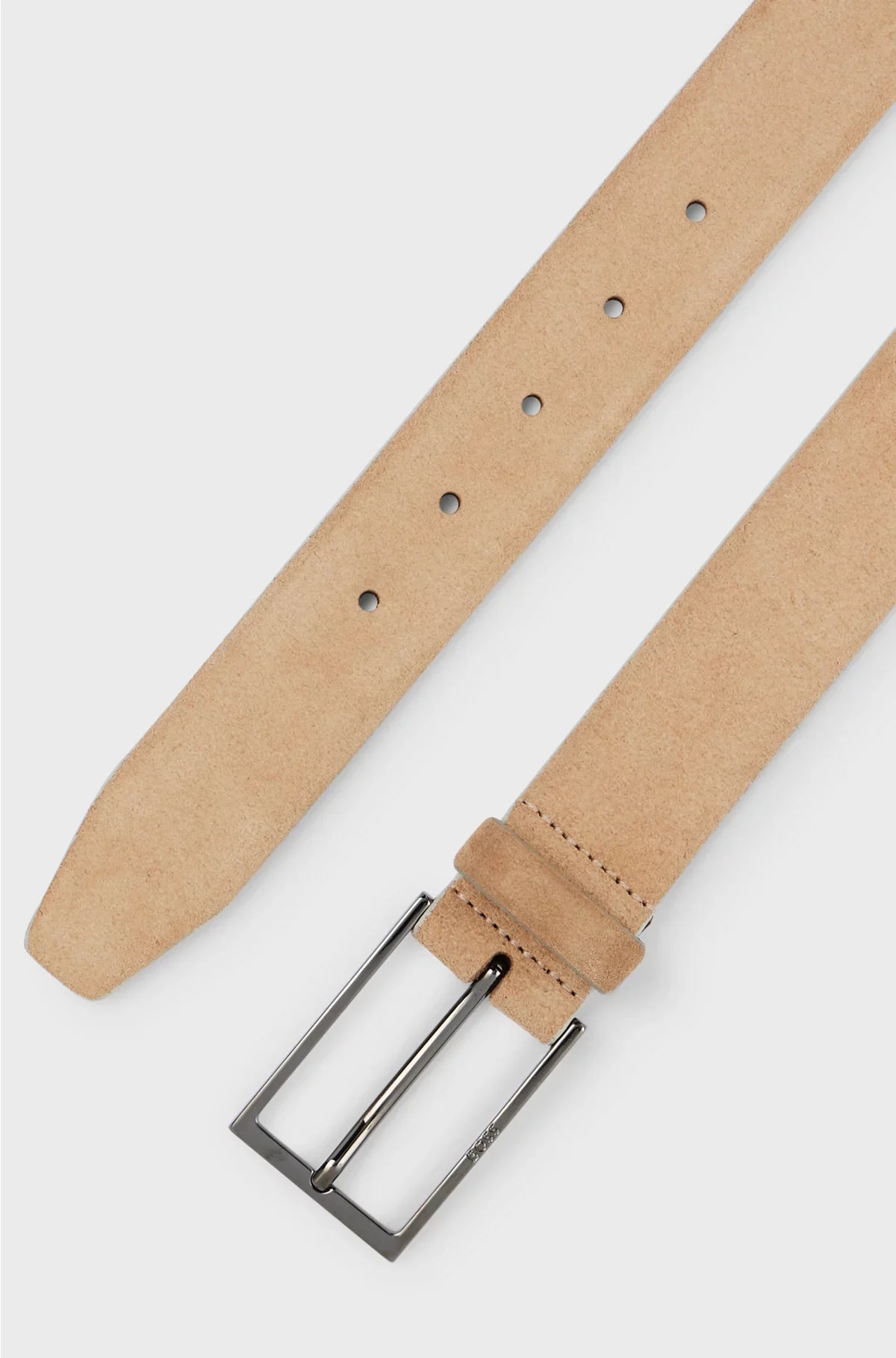 SUEDE BELT WITH LOGO AND GUNMETAL BUCKLE