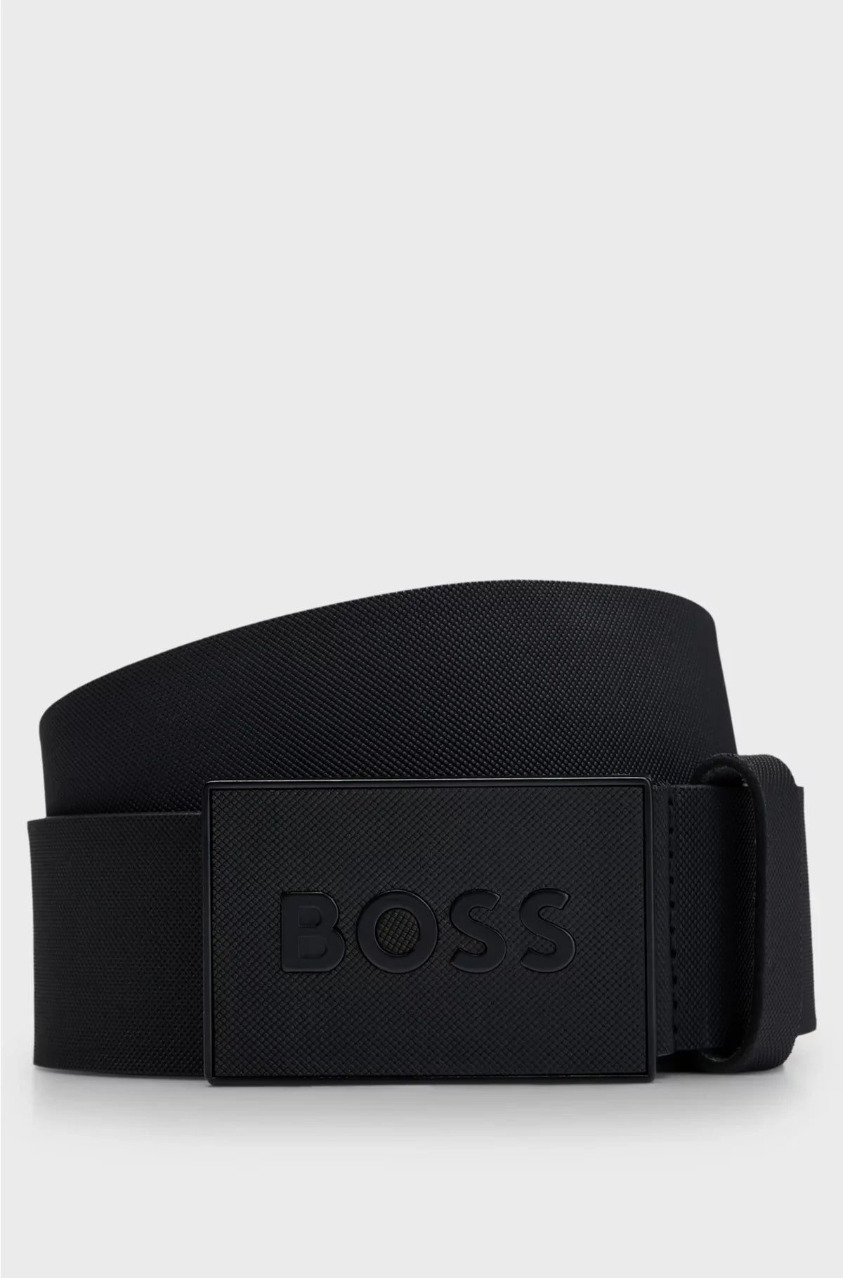 EMBOSSED BELT IN ITALIAN LEATHER WITH PLAQUE BUCKLE