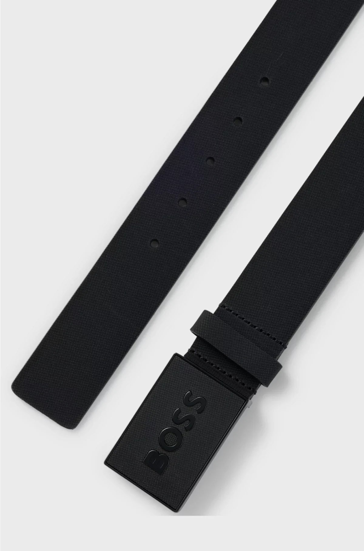 EMBOSSED BELT IN ITALIAN LEATHER WITH PLAQUE BUCKLE