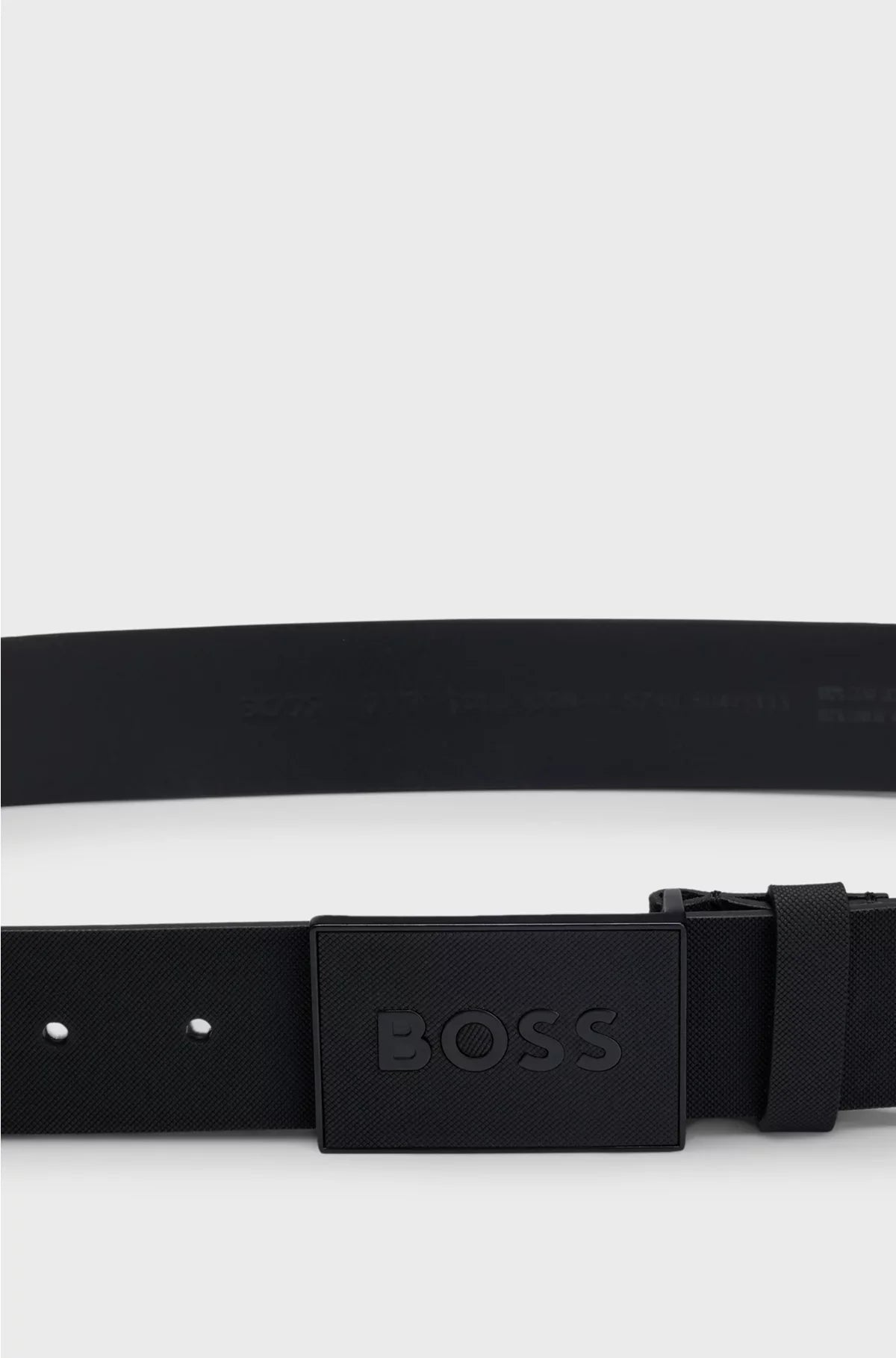EMBOSSED BELT IN ITALIAN LEATHER WITH PLAQUE BUCKLE