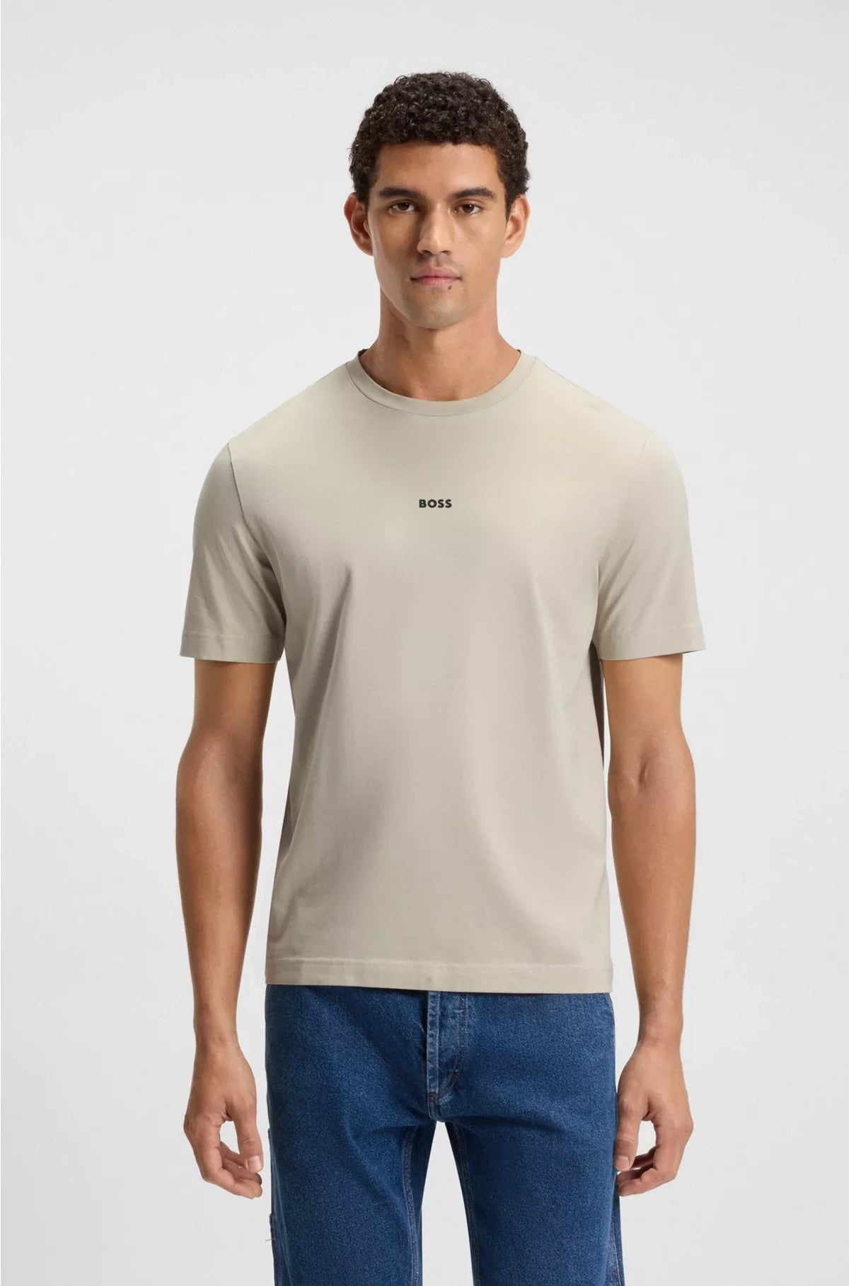 STRETCH-COTTON T-SHIRT WITH LOGO PRINT