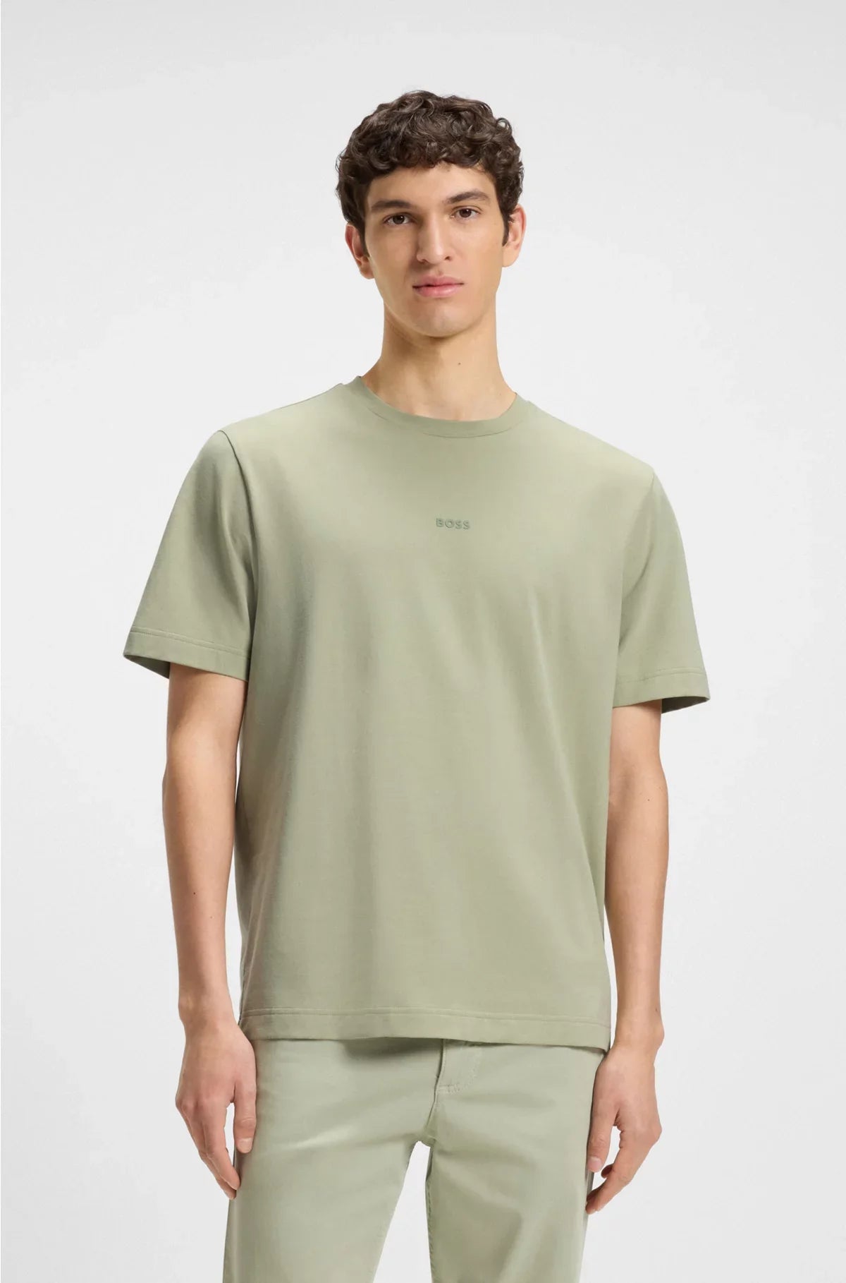 STRETCH-COTTON T-SHIRT WITH LOGO PRINT