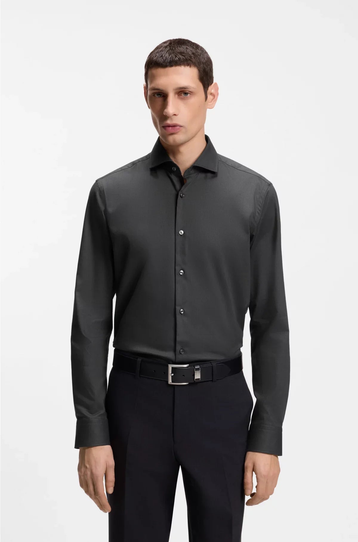 REGULAR-FIT SHIRT IN EASY-IRON STRETCH-COTTON TWILL