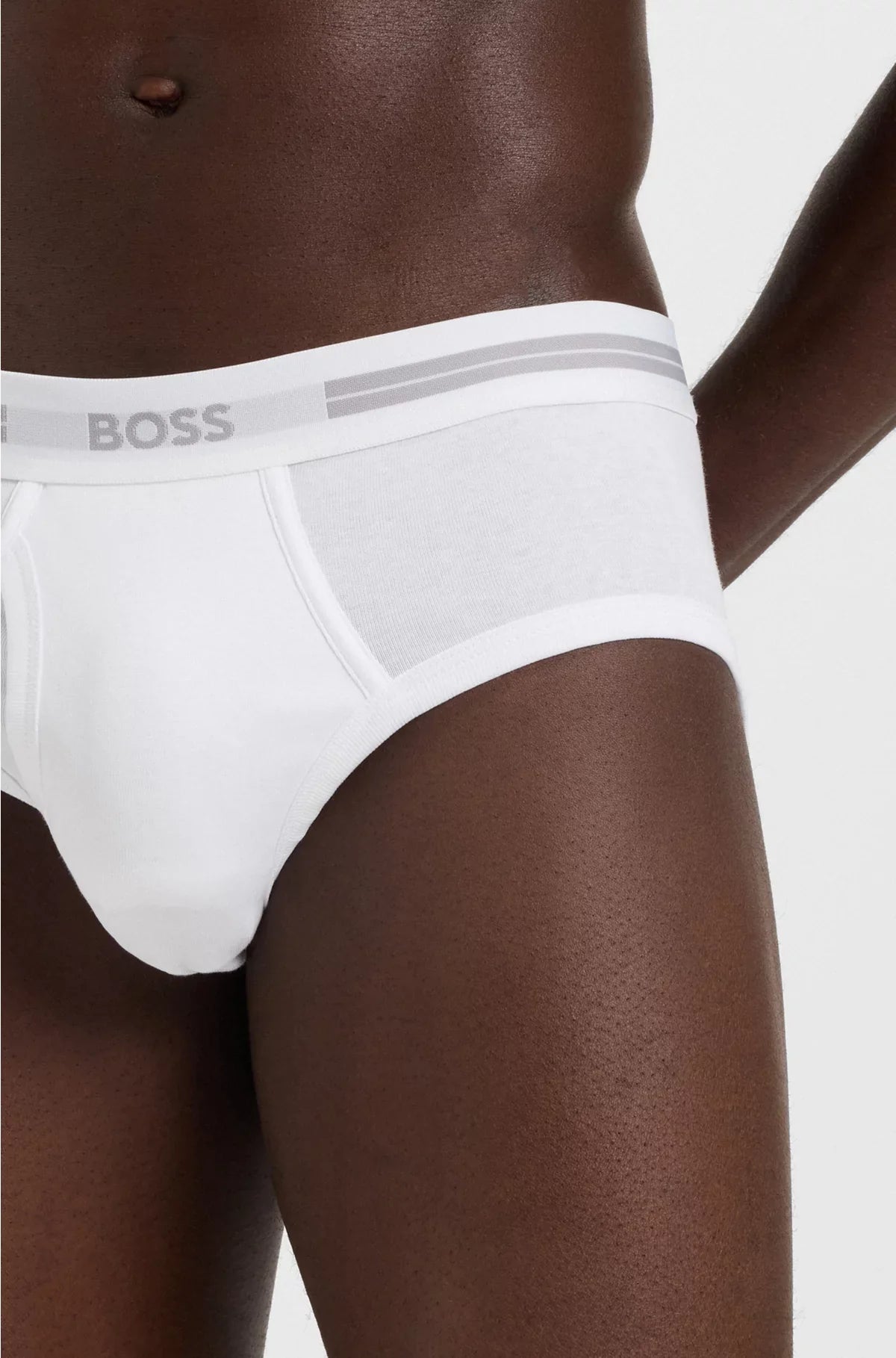 OPEN-FLY BRIEFS IN RIBBED COTTON WITH LOGO WAISTBAND