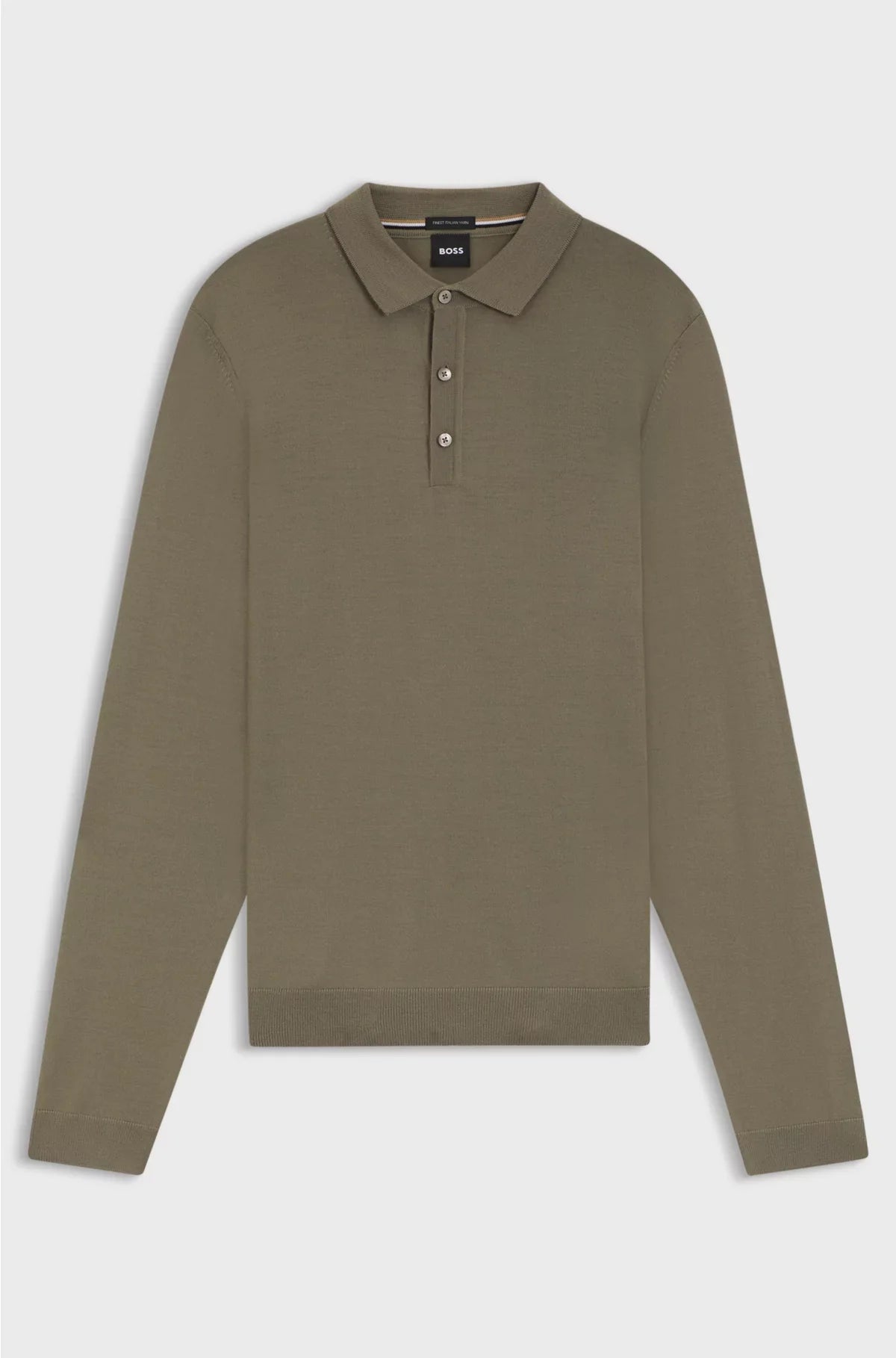 LONG-SLEEVED KNIT POLO SWEATER IN ITALIAN VIRGIN WOOL