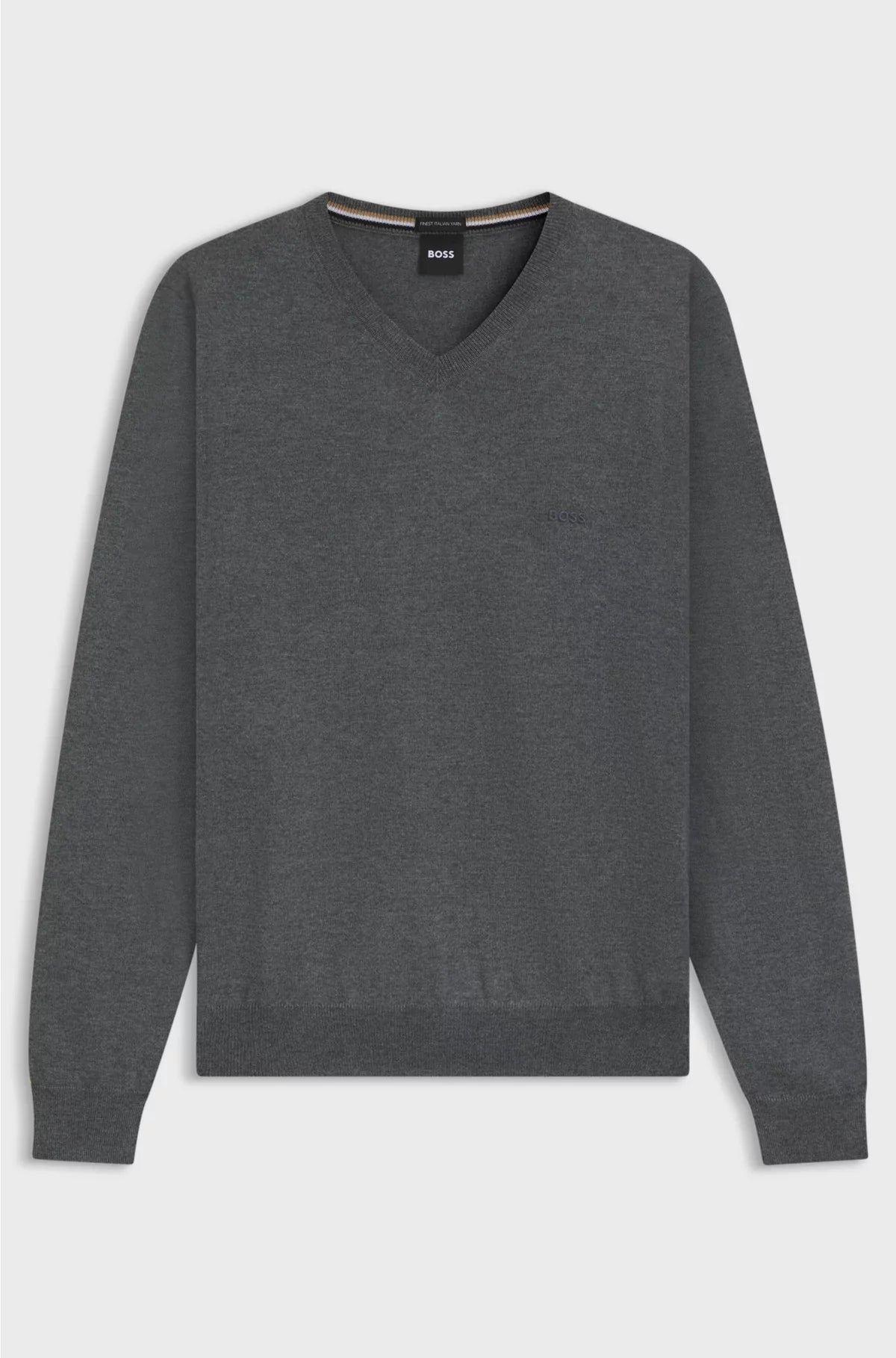 MAGLIONE SCOLLO A V IN PURA LANA VERGINE CON LOGO RICAMATO