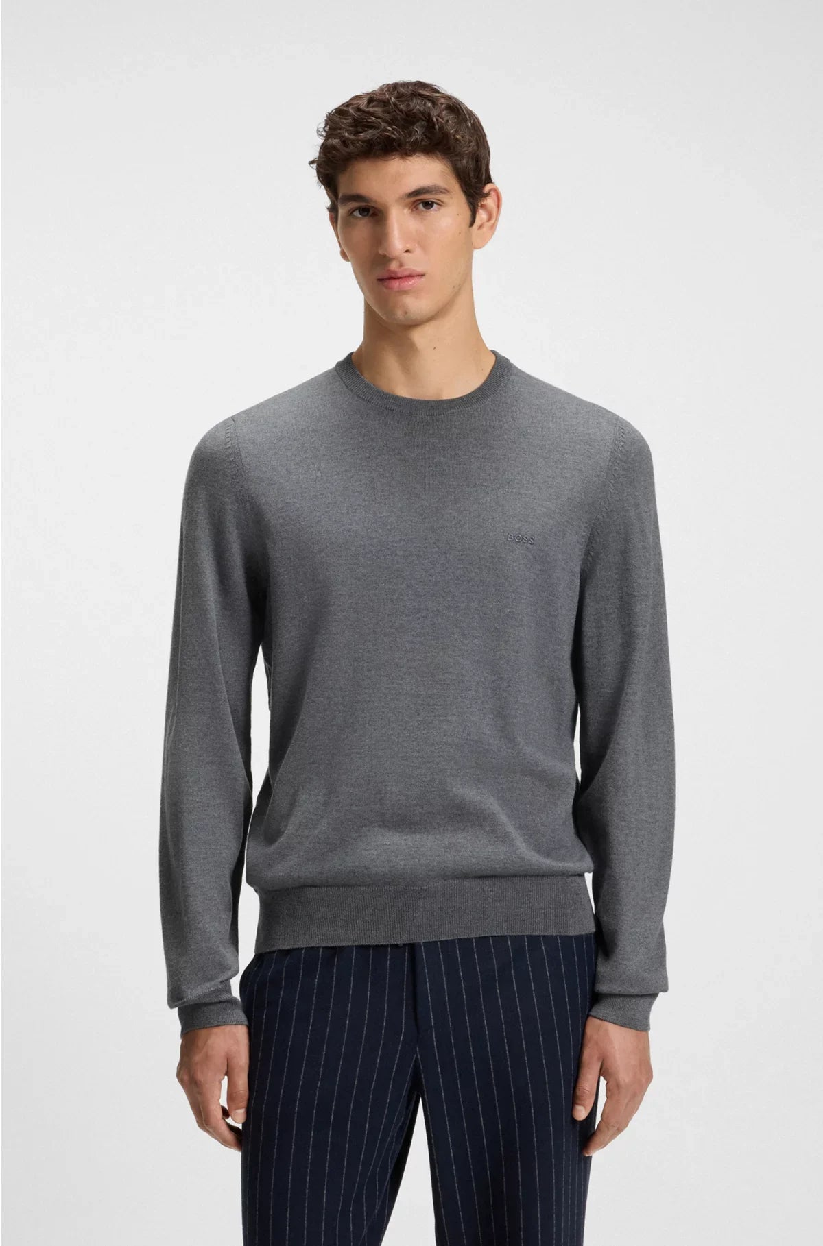 REGULAR-FIT SWEATER IN VIRGIN WOOL WITH EMBROIDERED LOGO
