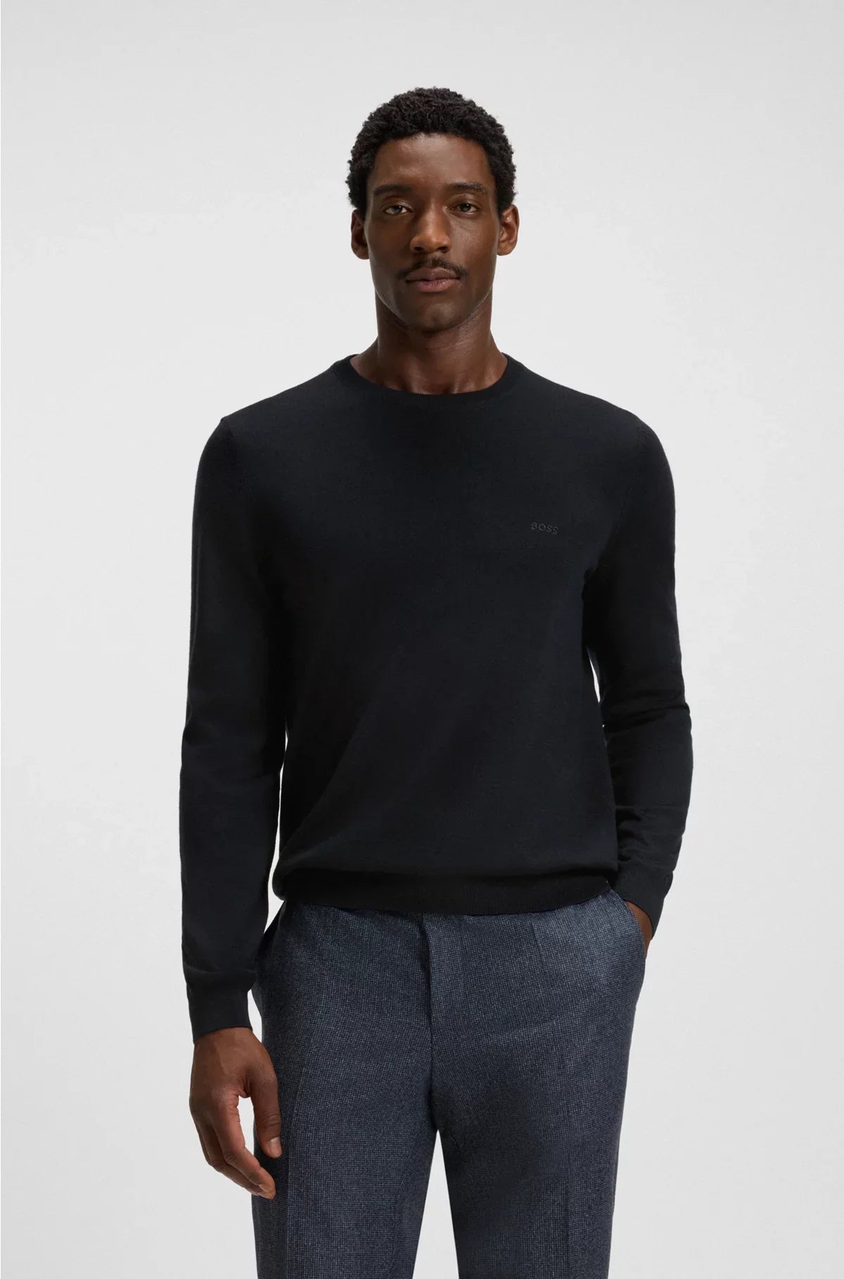 REGULAR-FIT SWEATER IN VIRGIN WOOL WITH EMBROIDERED LOGO