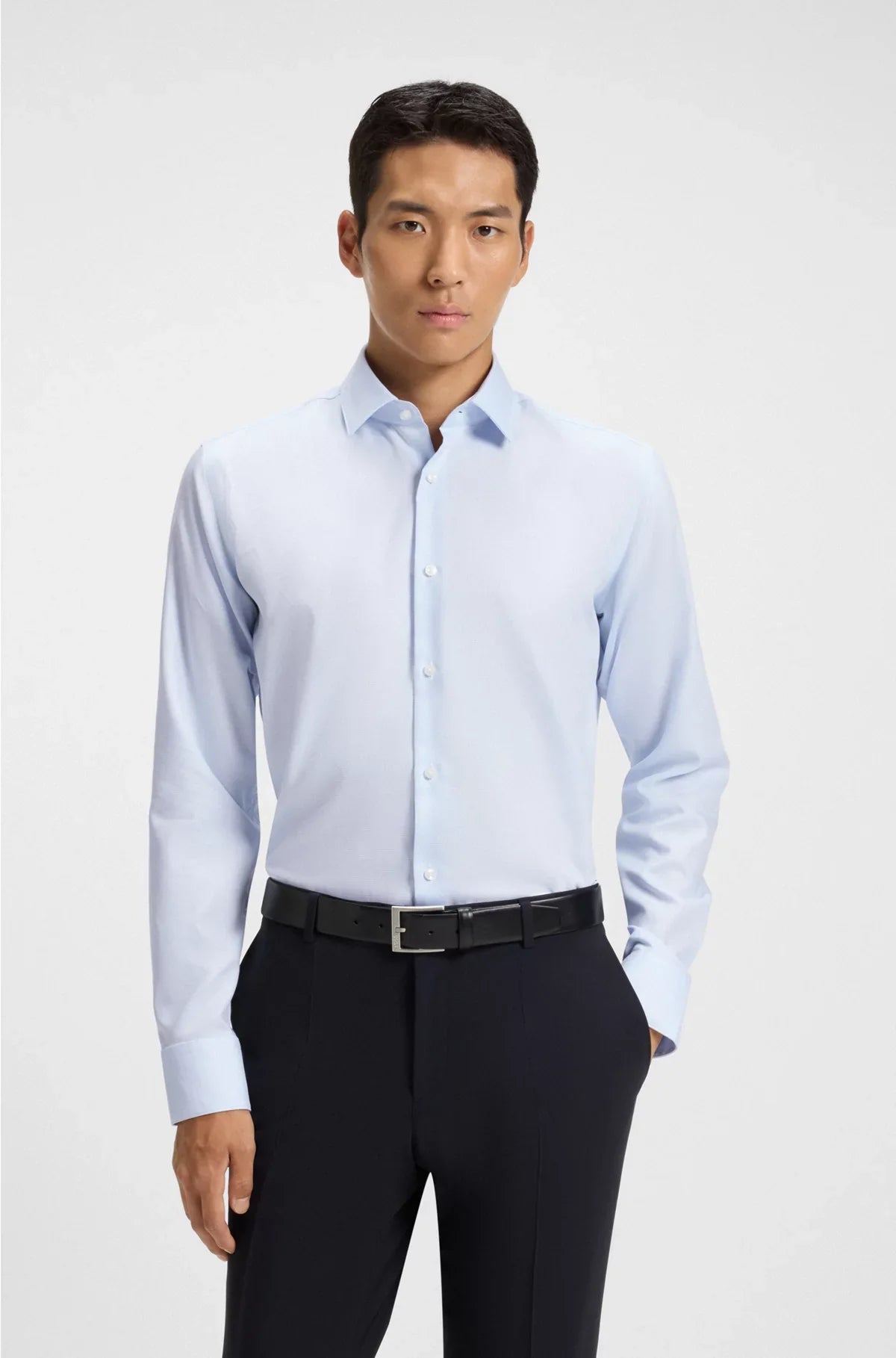 SLIM-FIT SHIRT IN HIGH-PERFORMANCE STRUCTURED COTTON