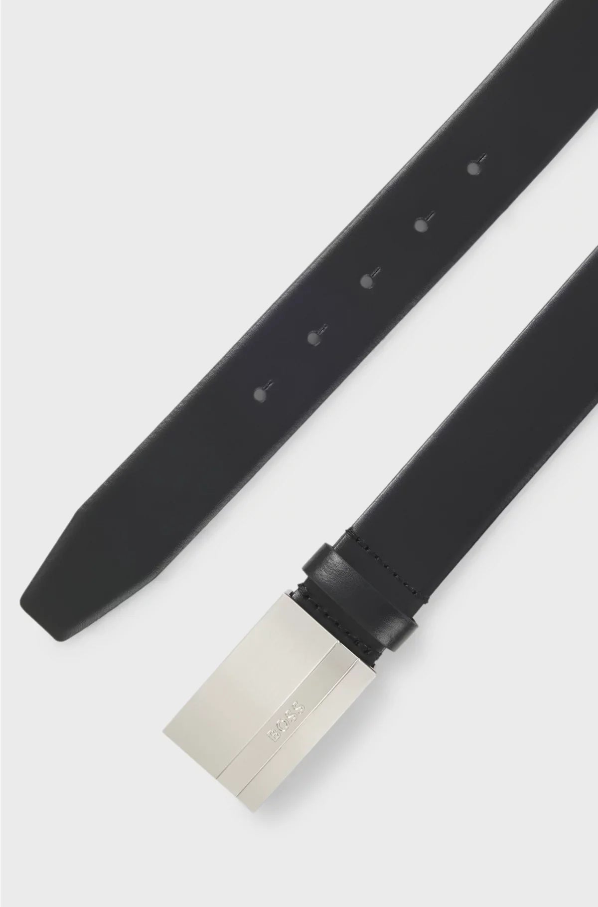 ITALIAN-LEATHER BELT WITH LOGO-PLAQUE BUCKLE