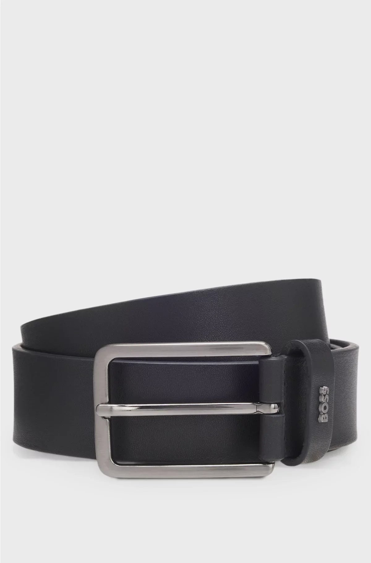 LEATHER BELT WITH LOGO-LETTERING KEEPER