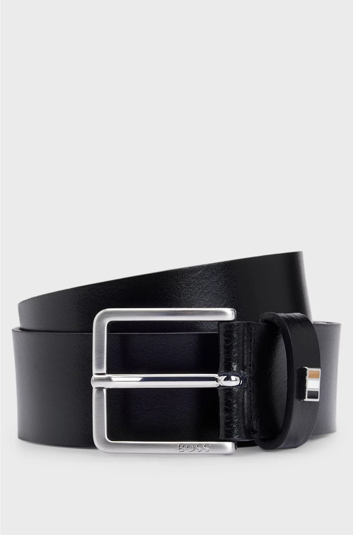 ITALIAN-LEATHER BELT WITH SIGNATURE-STRIPE KEEPER
