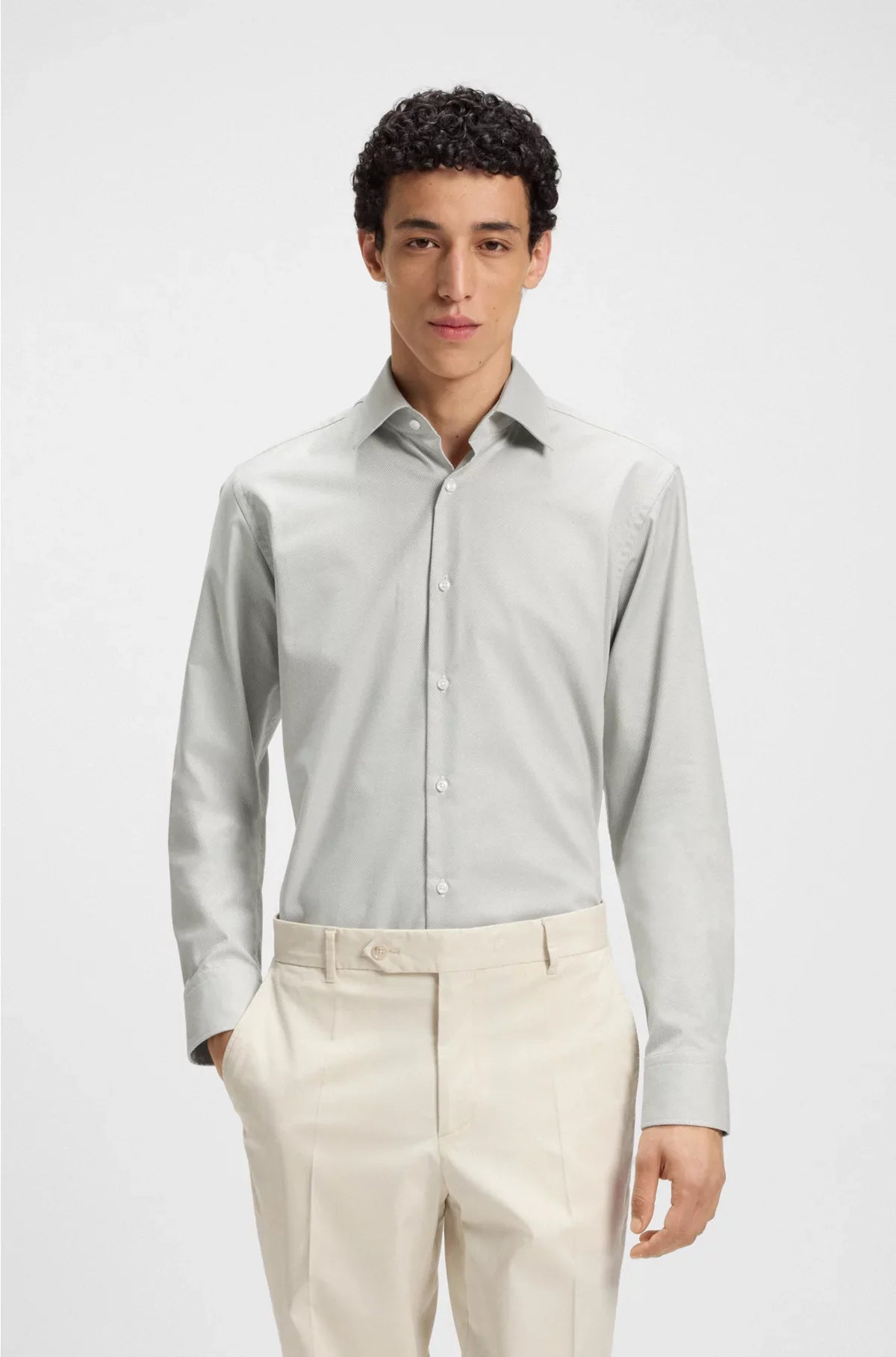 REGULAR-FIT SHIRT IN EASY-IRON STRUCTURED STRETCH COTTON