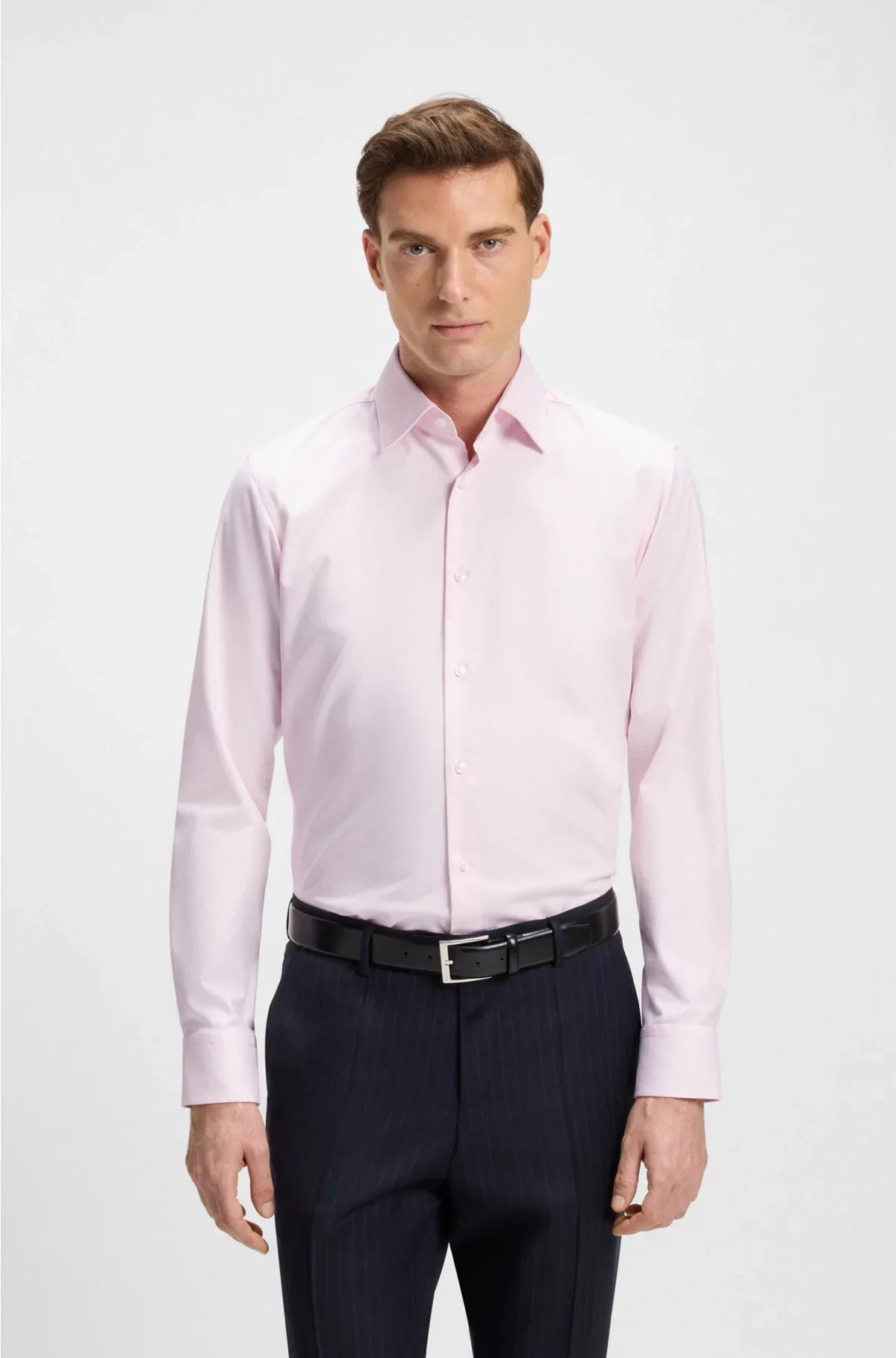 REGULAR-FIT SHIRT IN EASY-IRON STRUCTURED STRETCH COTTON