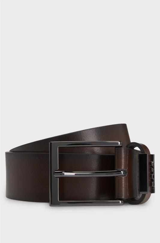 ITALIAN-LEATHER BELT WITH LOGO-TRIMMED KEEPER