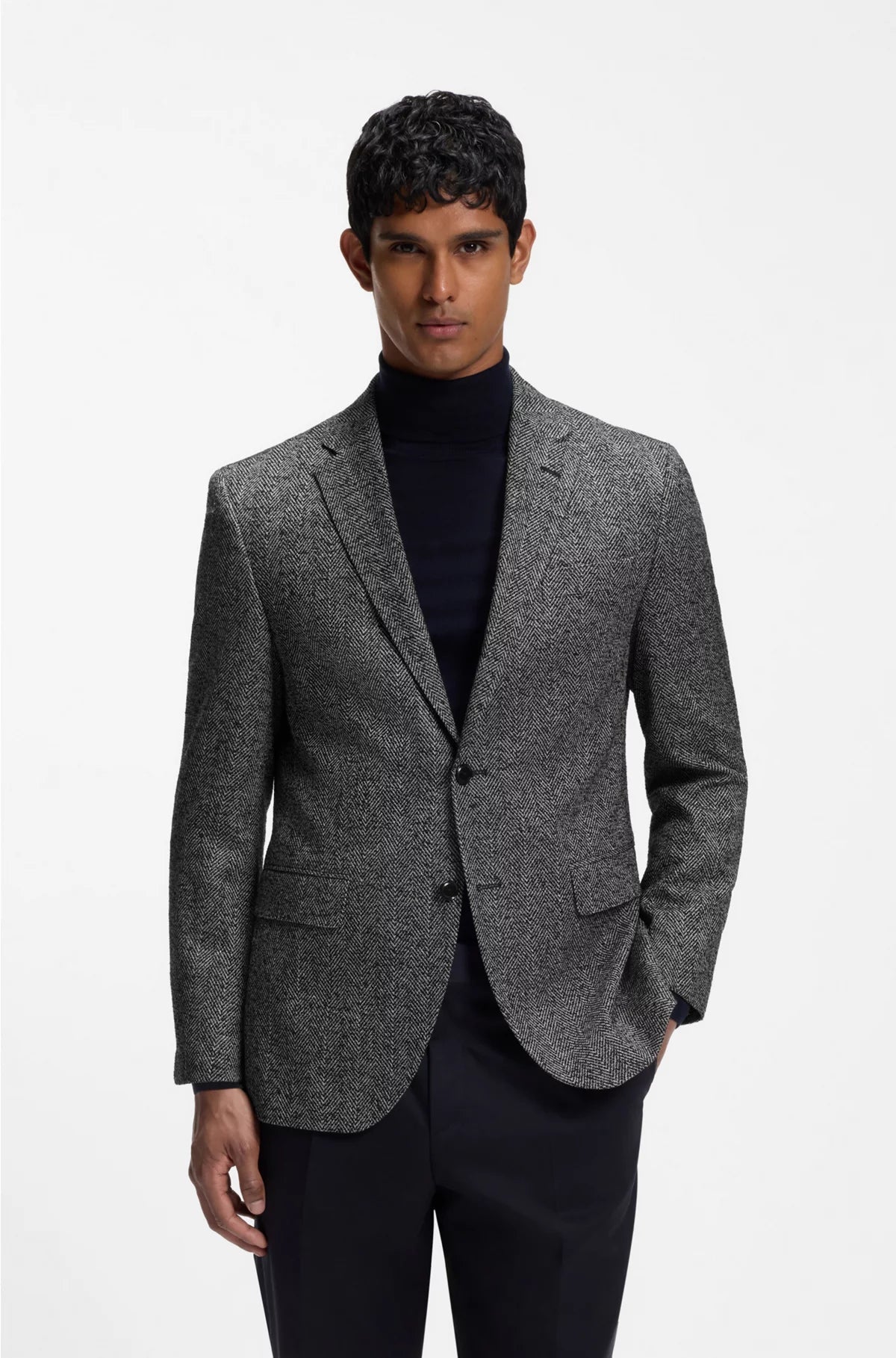 GIACCA REGULAR FIT IN MISTO LANA A SPINA DI PESCE