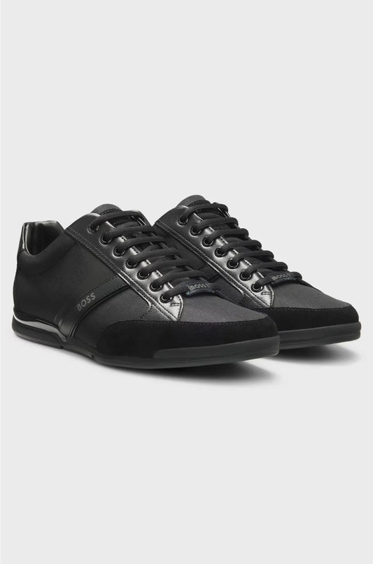 MIXED-MATERIAL TRAINERS WITH SUEDE AND FAUX LEATHER