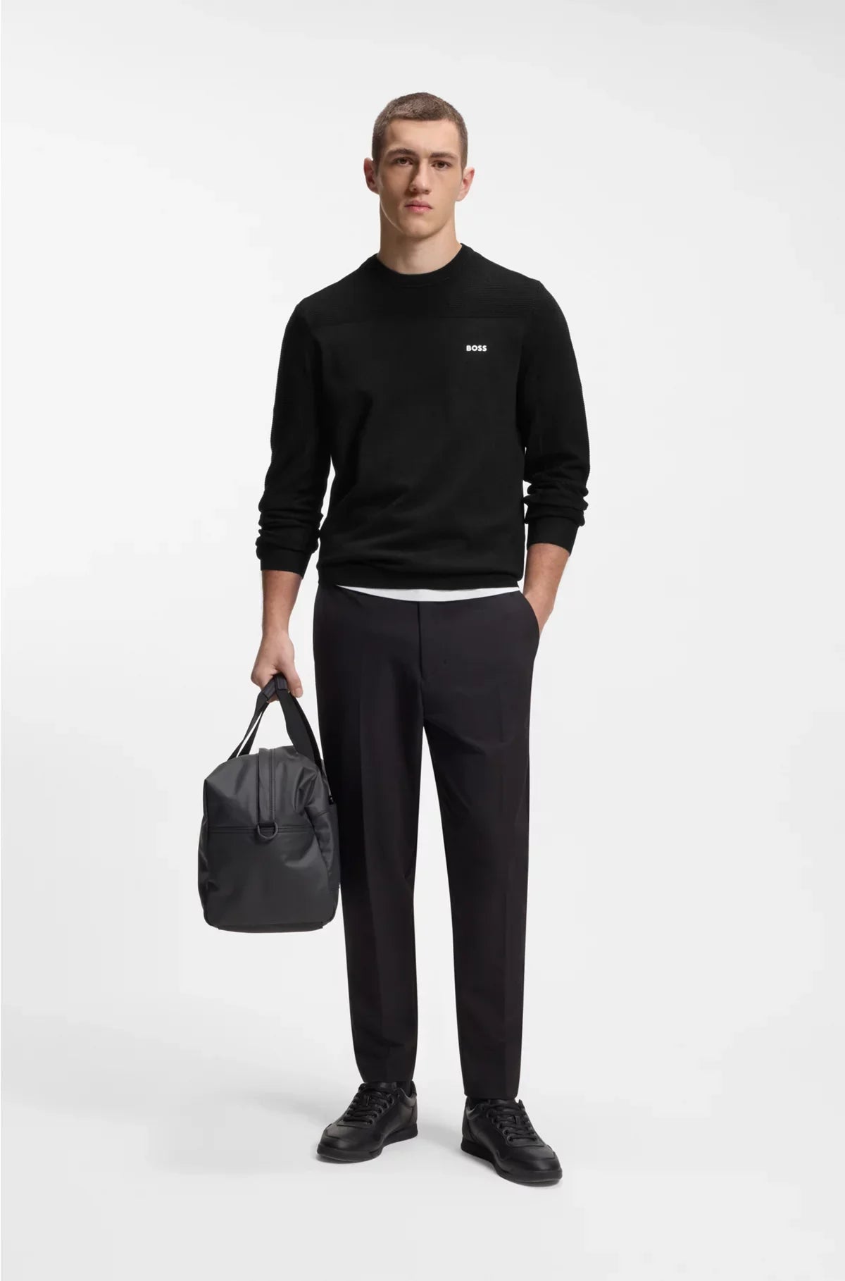 BRANDED CREW-NECK SWEATER IN DRY-FLEX FABRIC