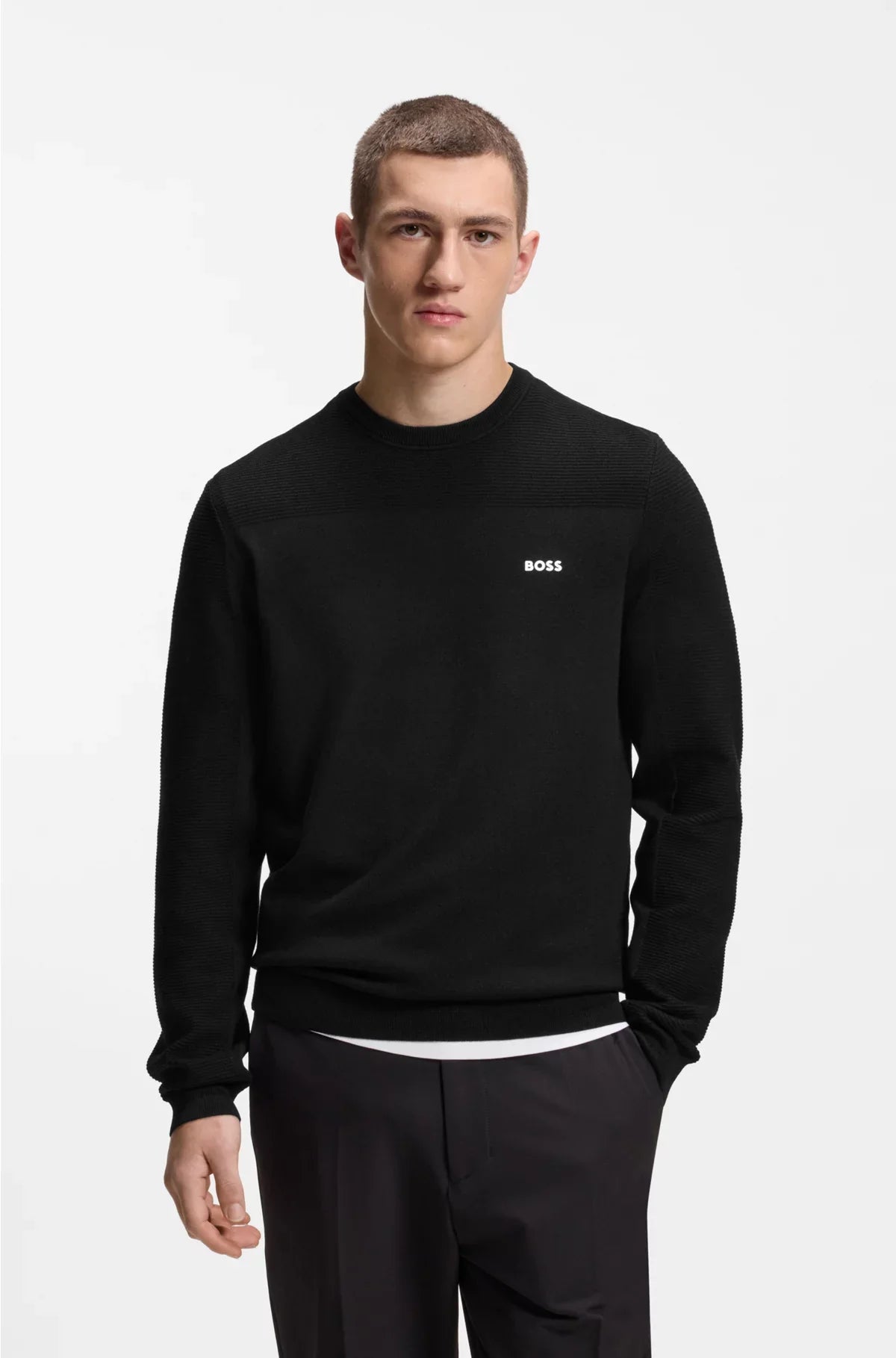 BRANDED CREW-NECK SWEATER IN DRY-FLEX FABRIC
