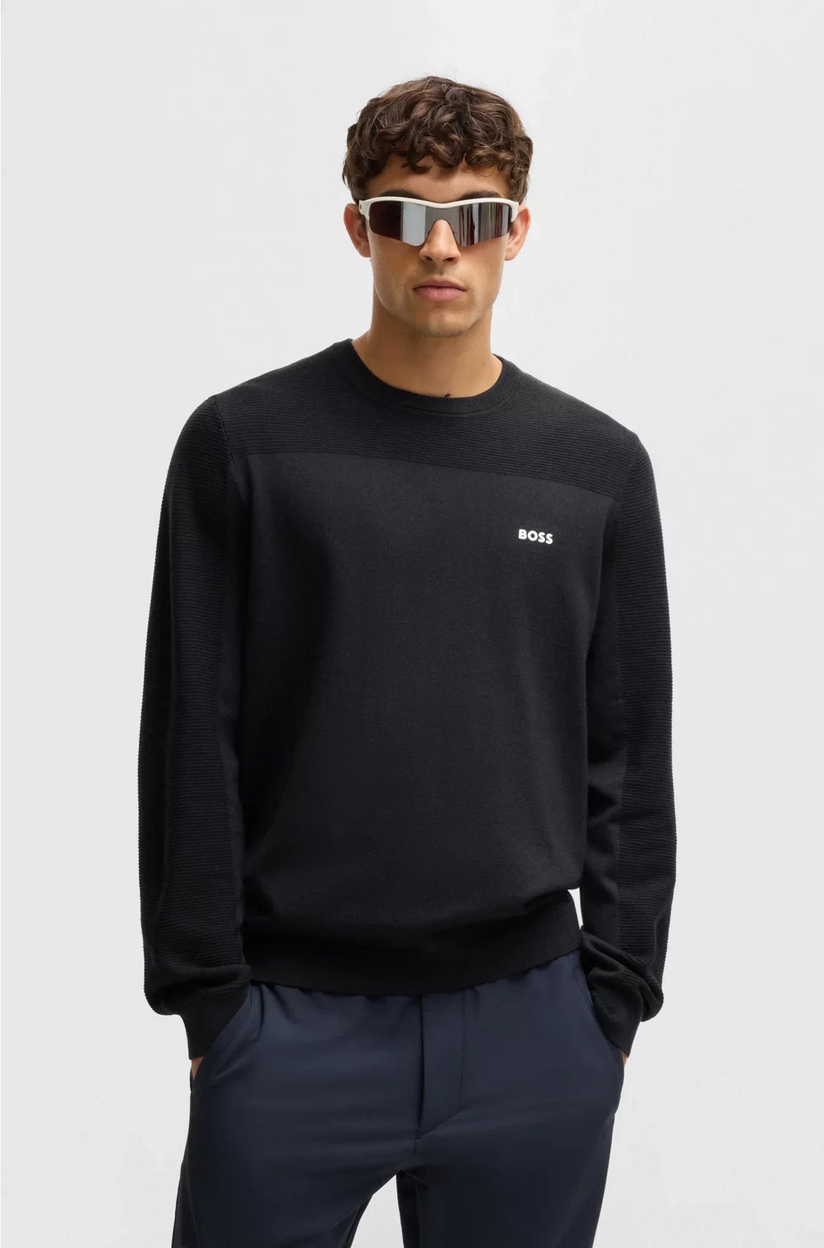 BRANDED CREW-NECK SWEATER IN DRY-FLEX FABRIC