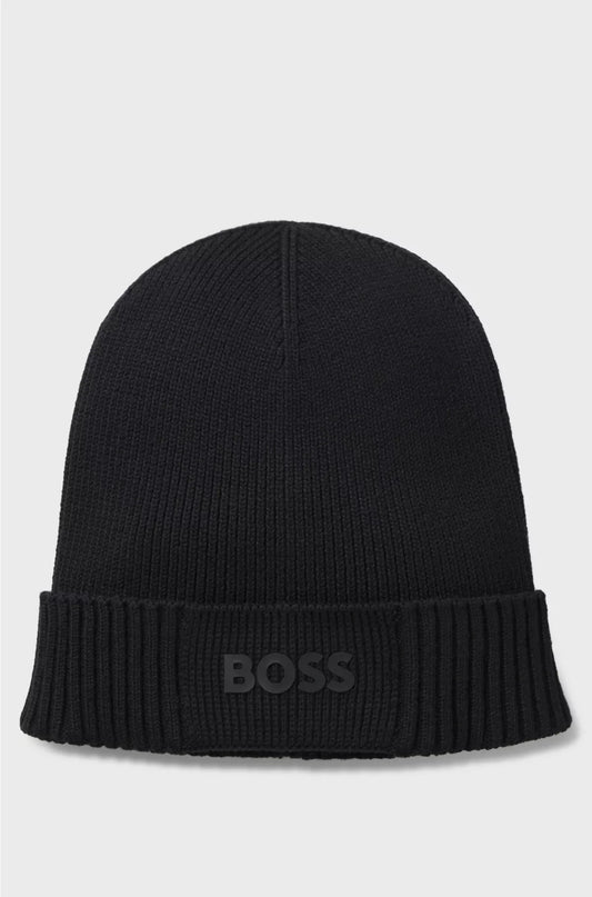LOGO-DETAIL BEANIE HAT IN COTTON AND VIRGIN WOOL