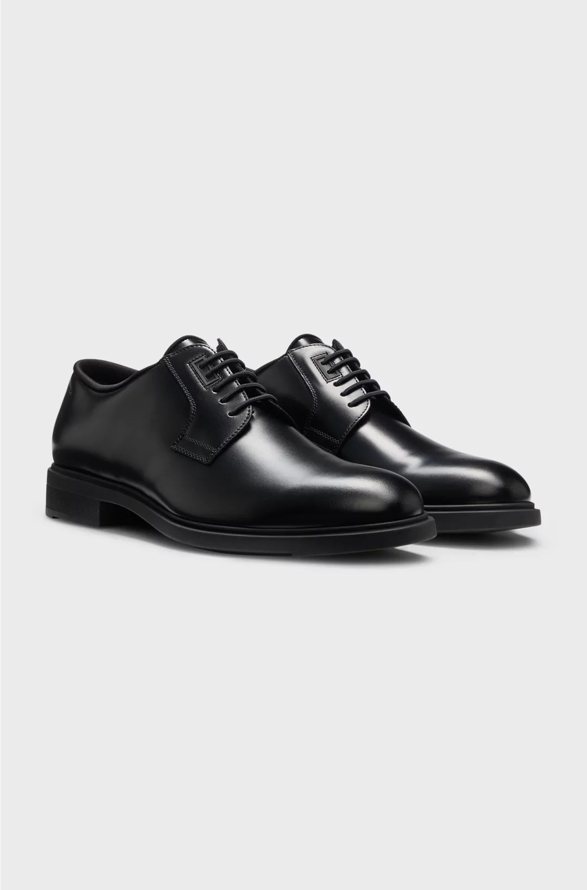 ITALIAN-MADE LEATHER DERBY SHOES WITH PIPED TRIMS