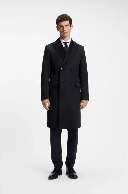 DOUBLE-BREASTED COAT IN WOOL AND CASHMERE