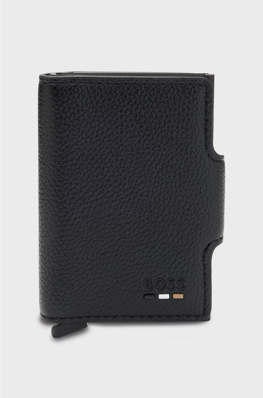 GRAINED FAUX-LEATHER CARD HOLDER WITH ALUMINIUM CASE