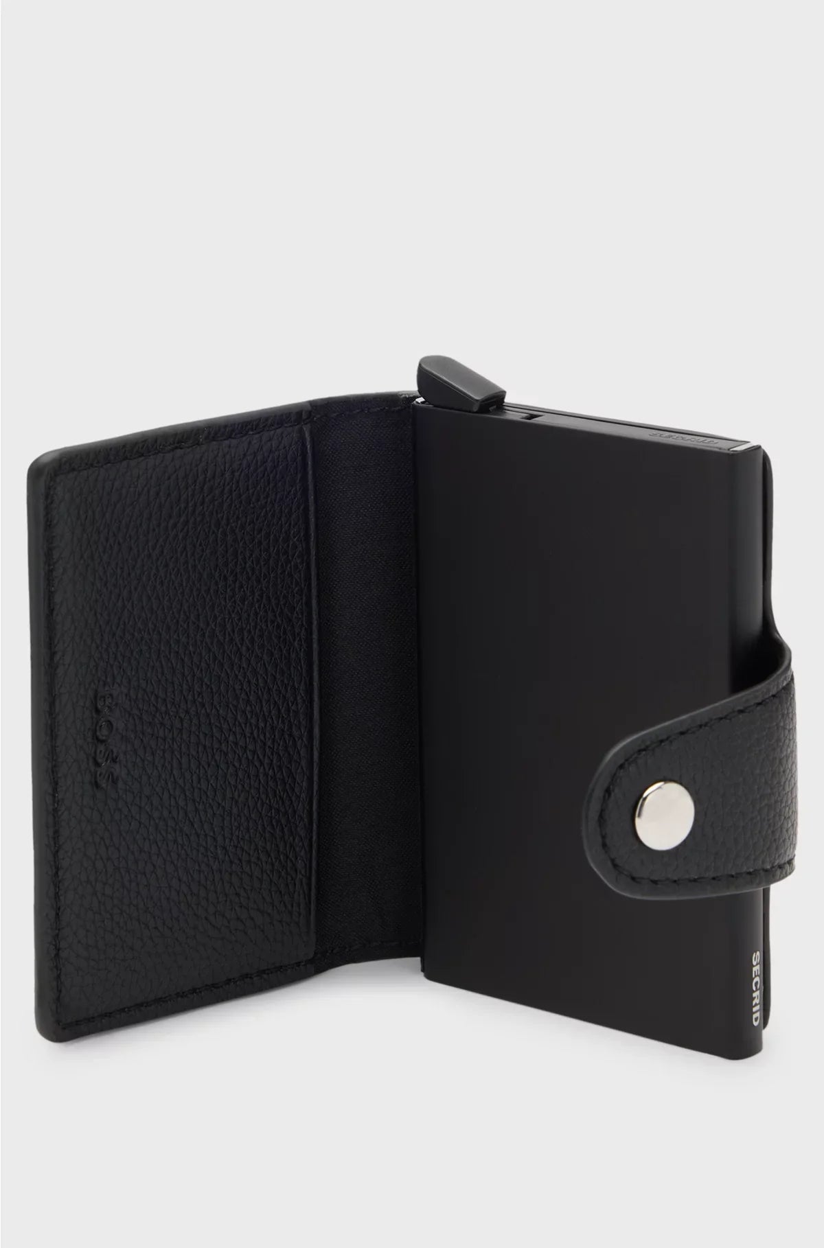 GRAINED FAUX-LEATHER CARD HOLDER WITH ALUMINIUM CASE