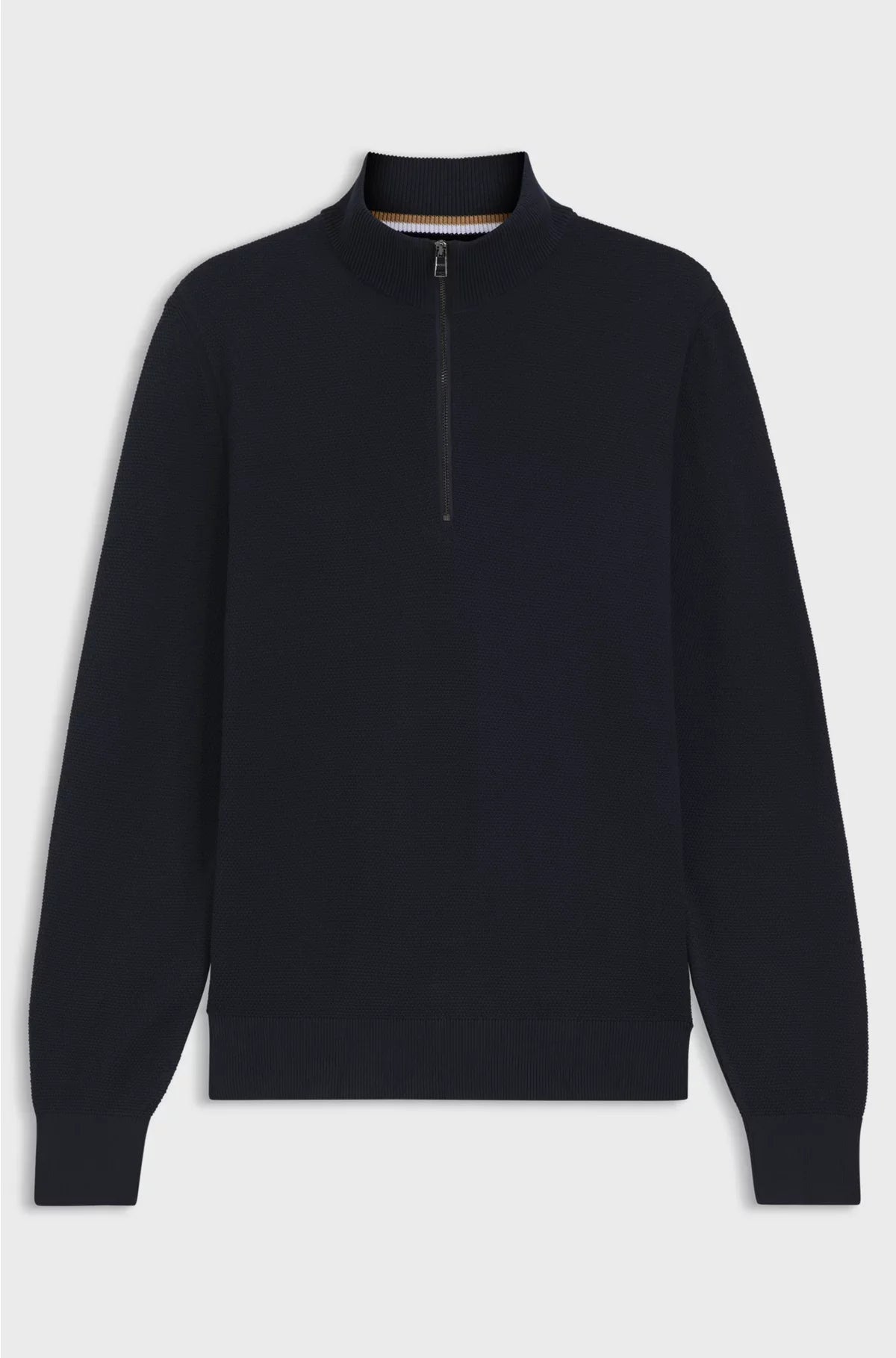 QUARTER-ZIP COTTON SWEATER WITH KNITTED STRUCTURE