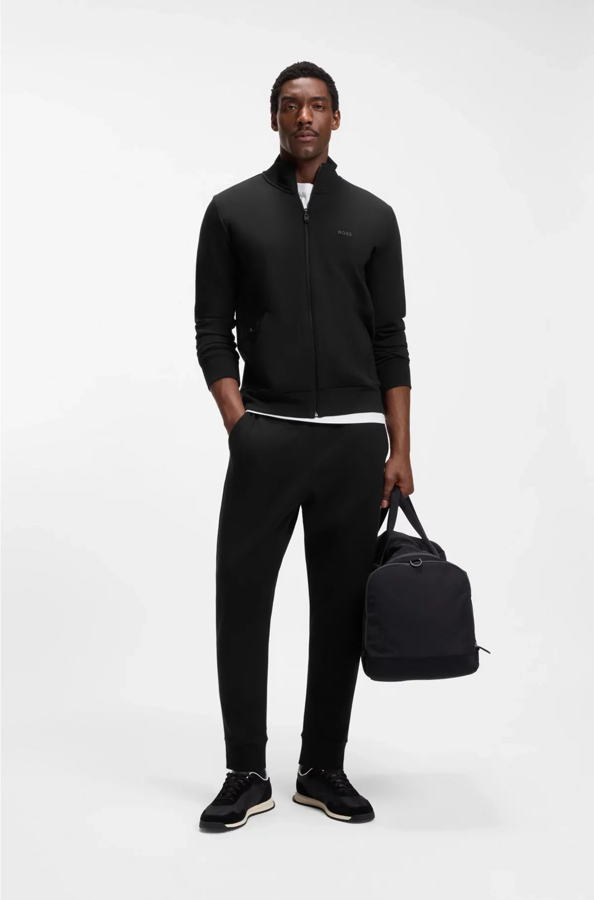 STRETCH-COTTON TRACKSUIT BOTTOMS WITH LOGO PRINT