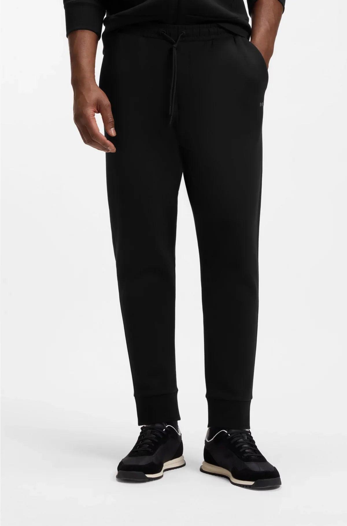 STRETCH-COTTON TRACKSUIT BOTTOMS WITH LOGO PRINT